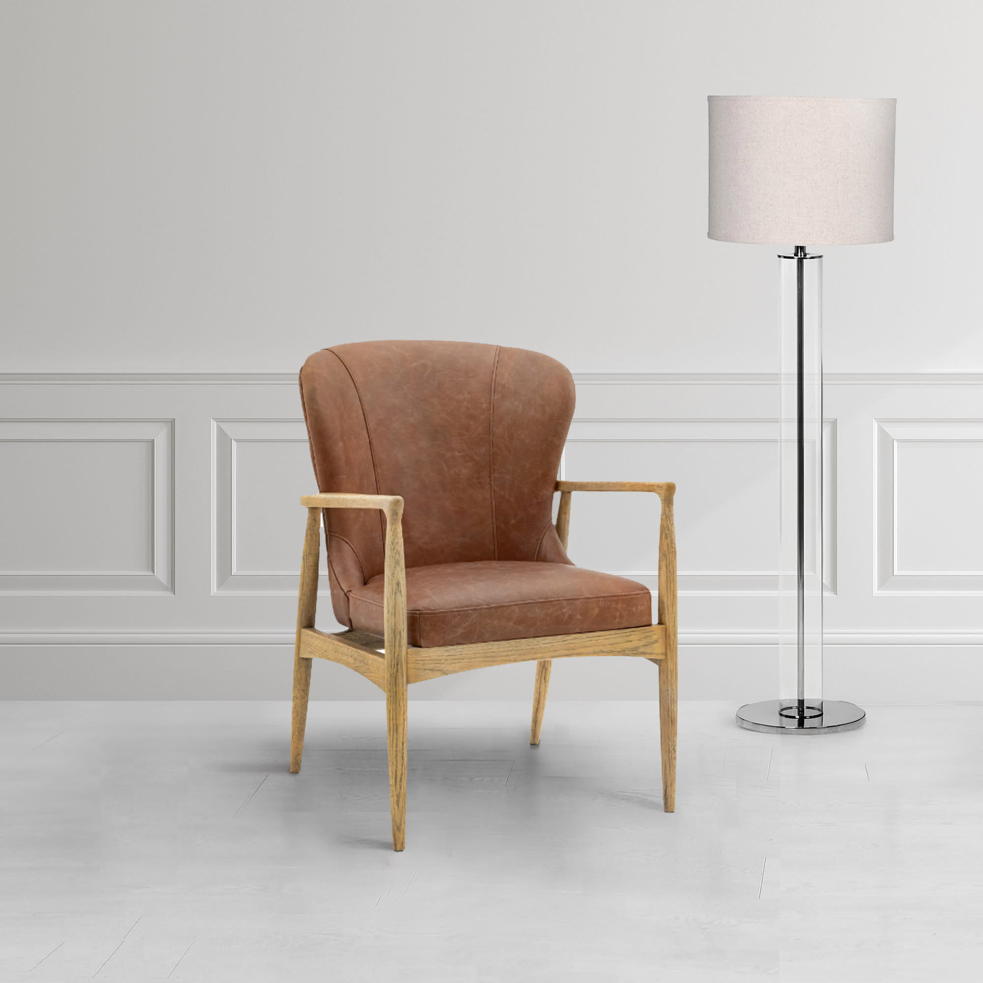 Tariva Brown Leather Armchair by Gallery Direct