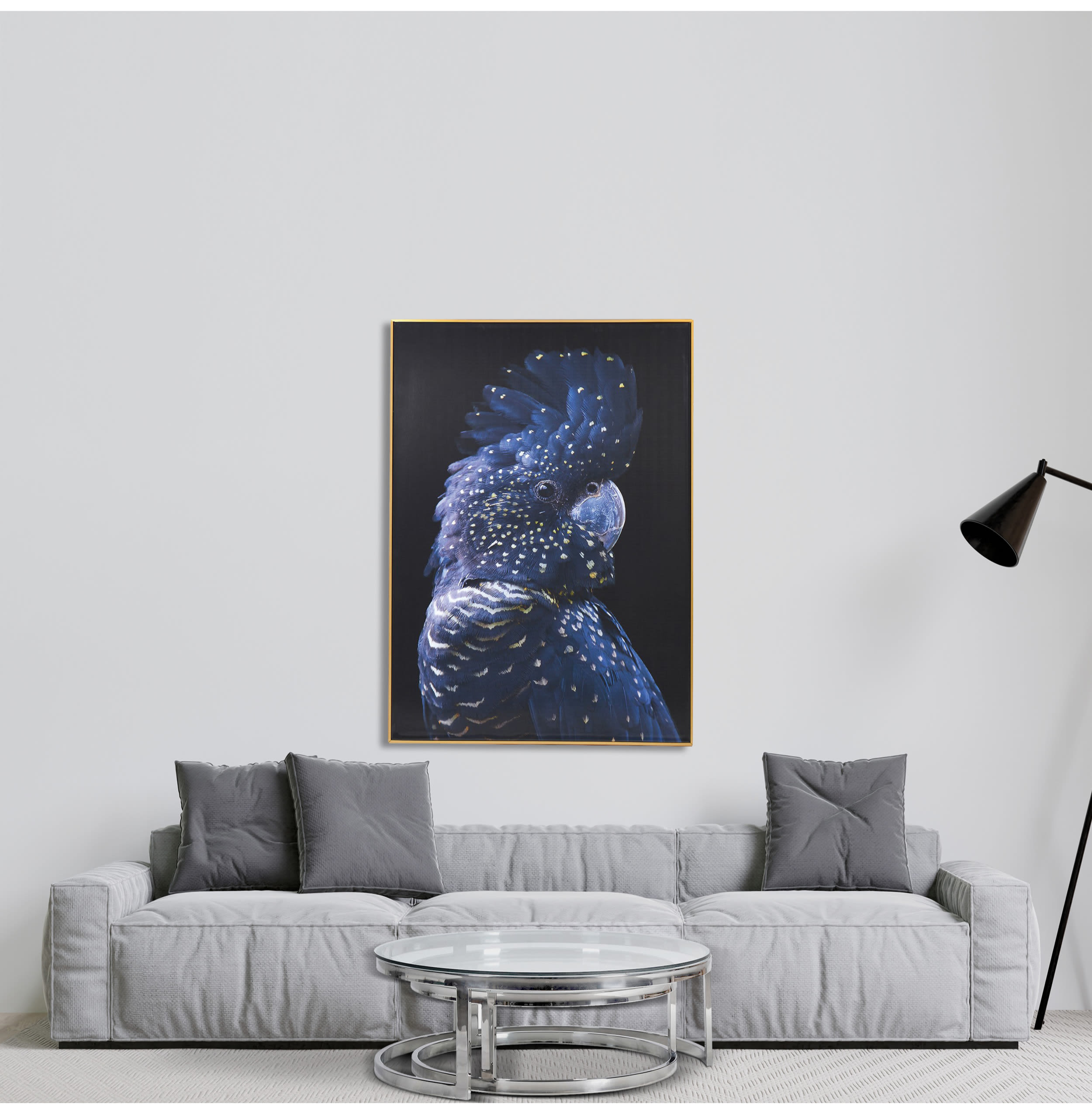 Night Sky Blue Parrot Framed Wall Print