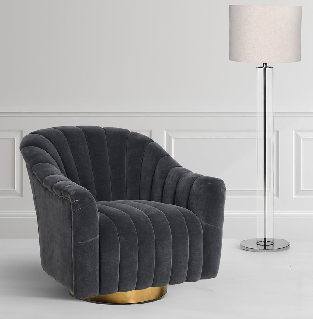 Harmony Grey Cotton Velvet Club Chair