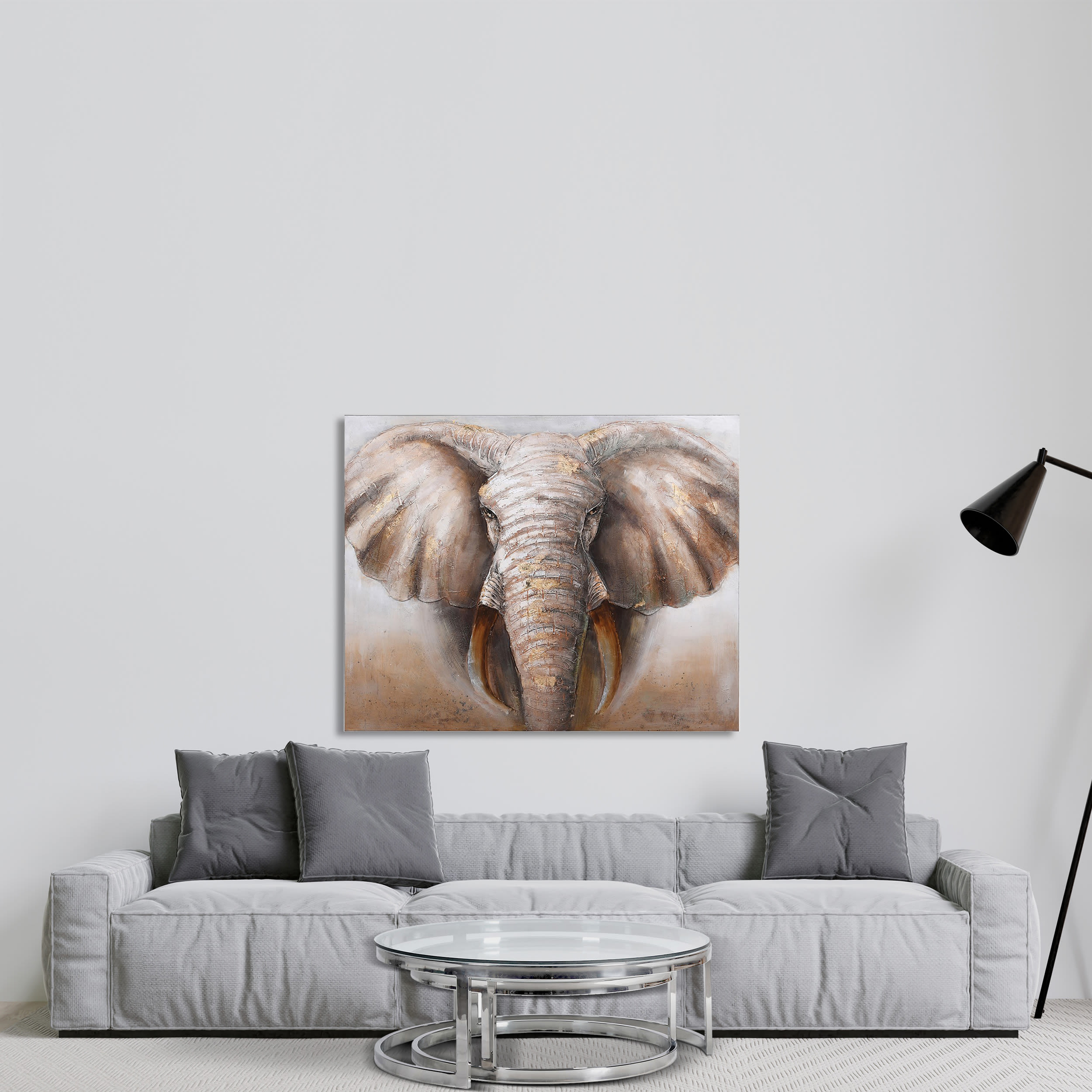 Hand Painted Gilded Elephant Canvas