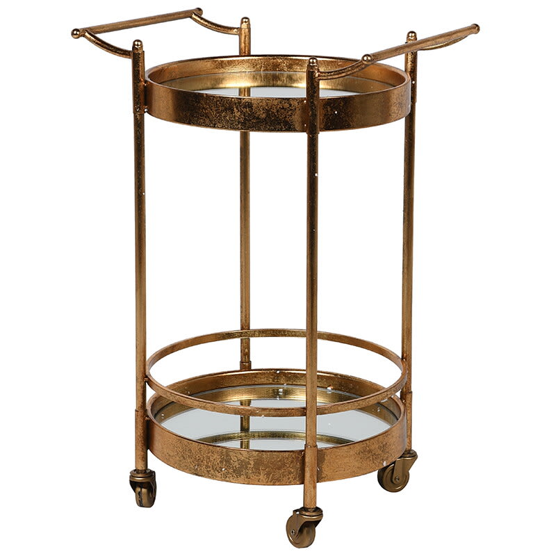 Gold Mirror Insert Trolley Lamp Table
