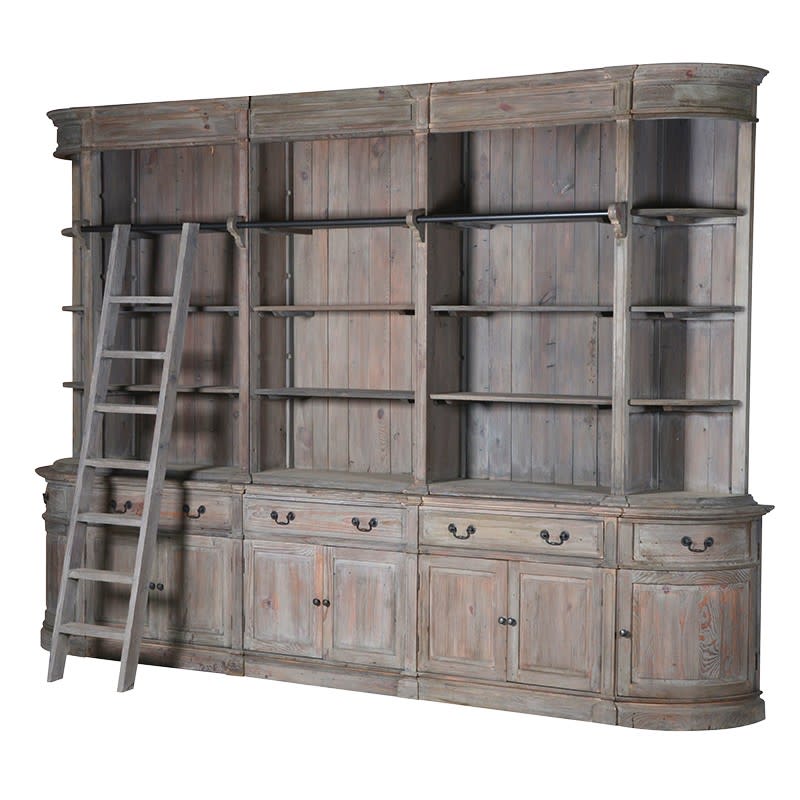 Wide Rustic Library Bookcase