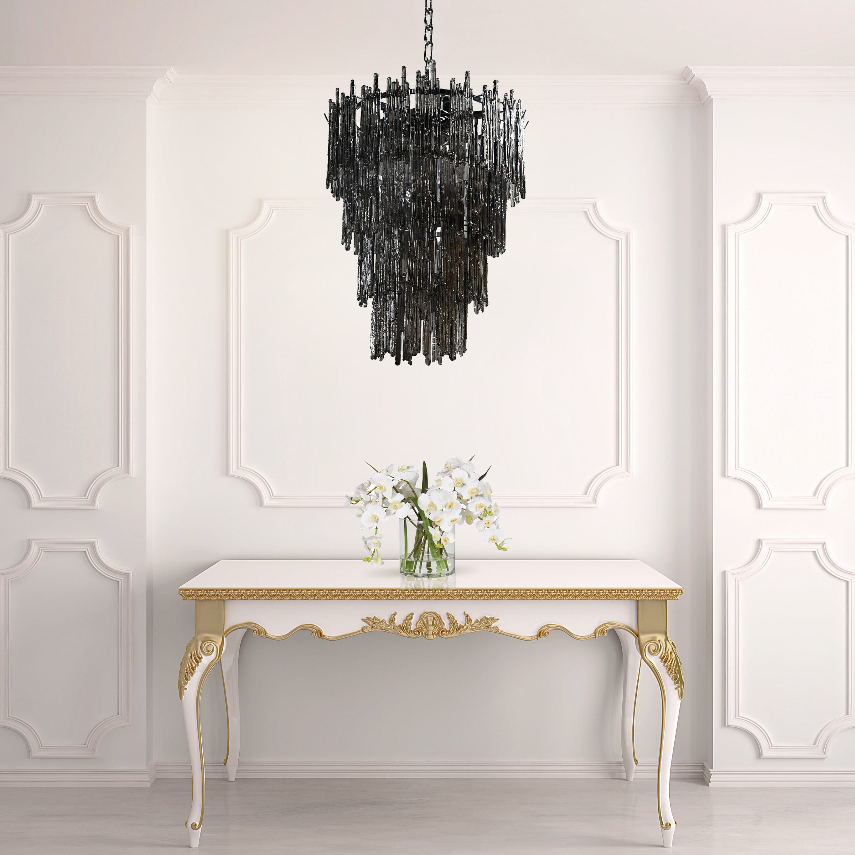 Large Black 4 Tier Icicle Chandelier