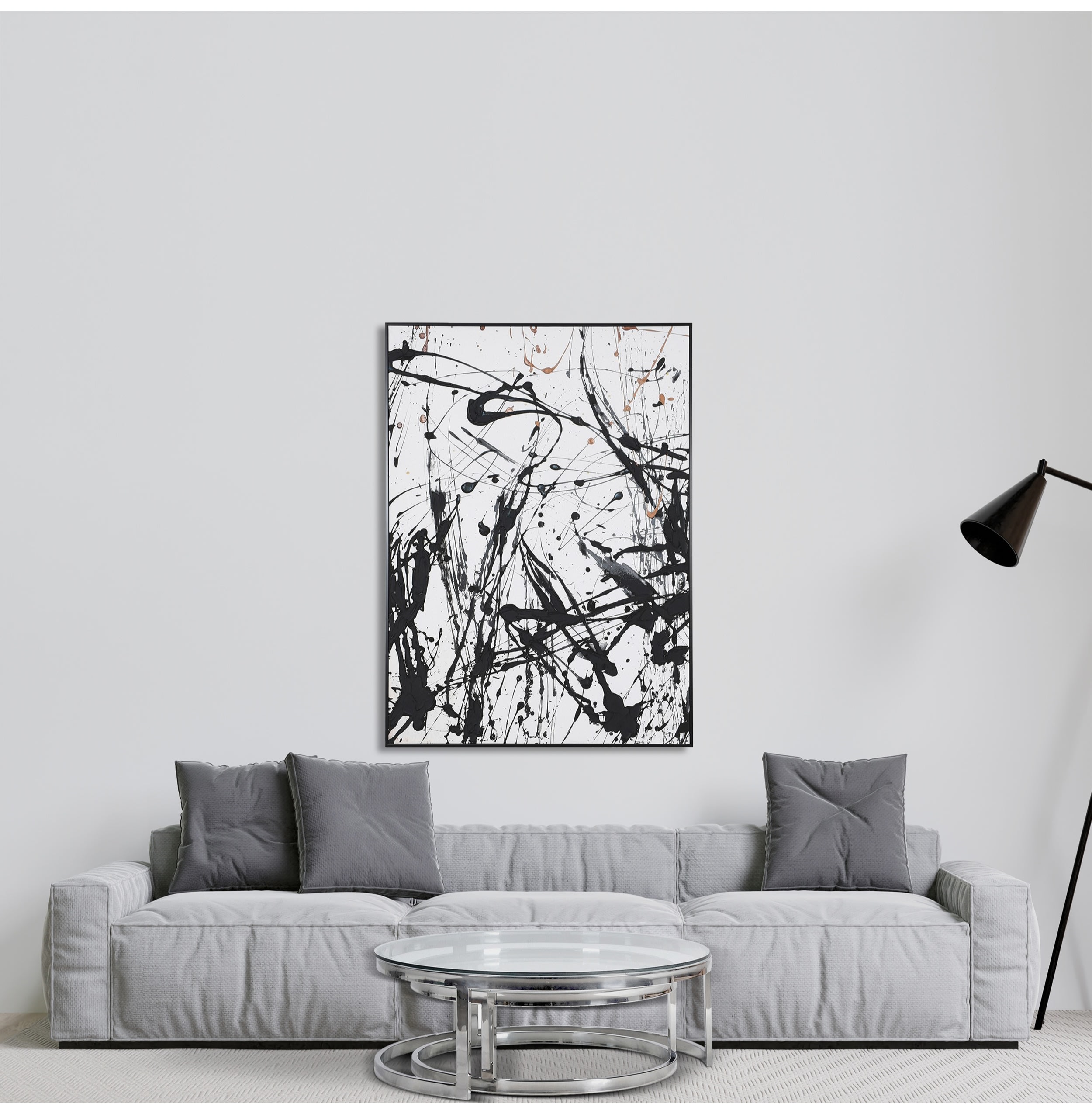 Monochrome Abstract Splatter Painting