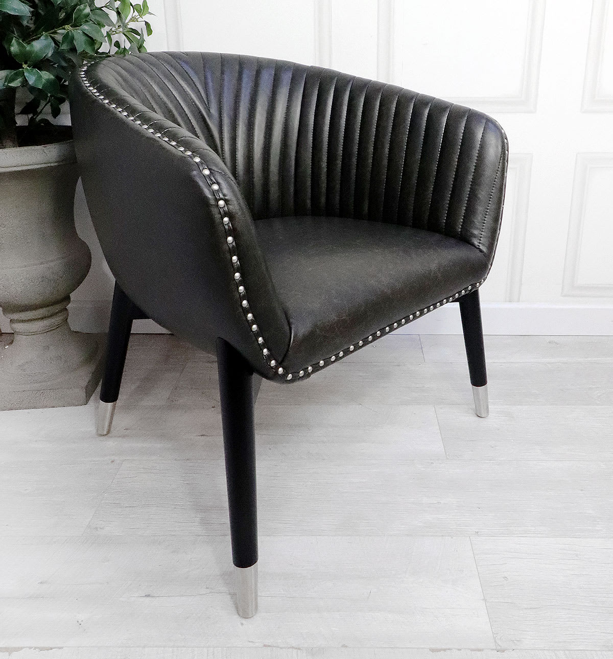 Tuck and Roll Black Tub Chair