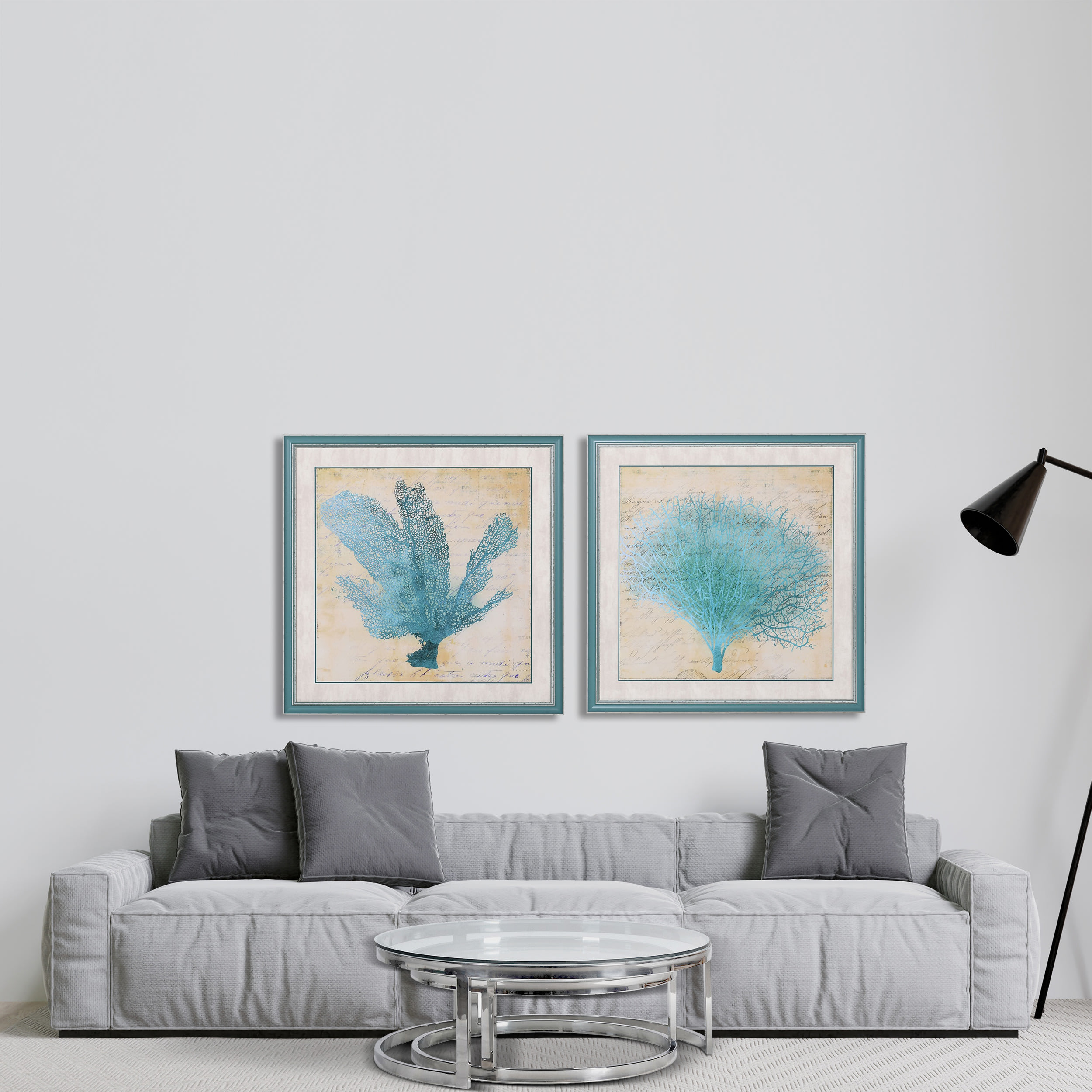 Vintage Blue Coral Wall Print v1