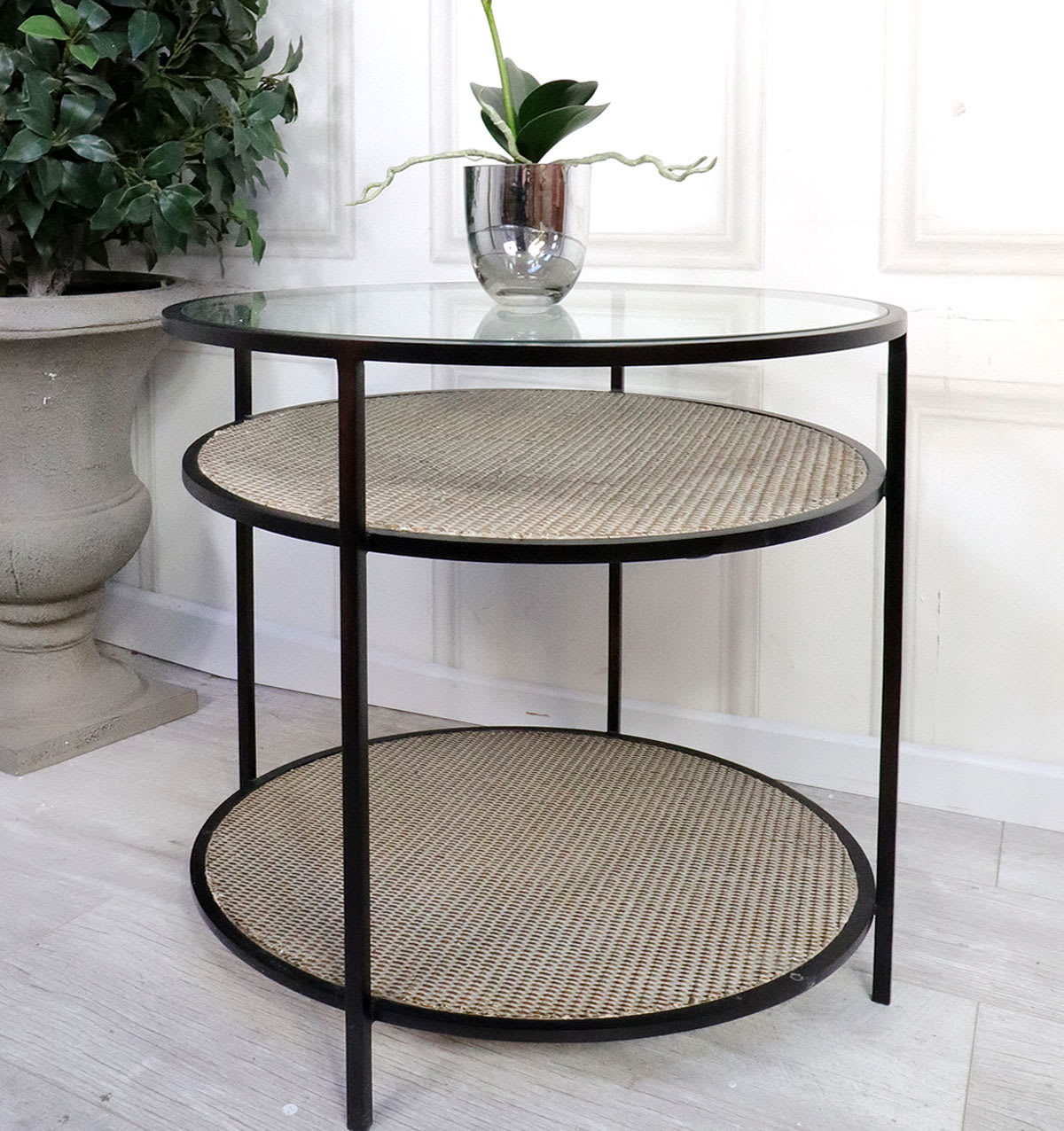 Round Glass Top Side Table