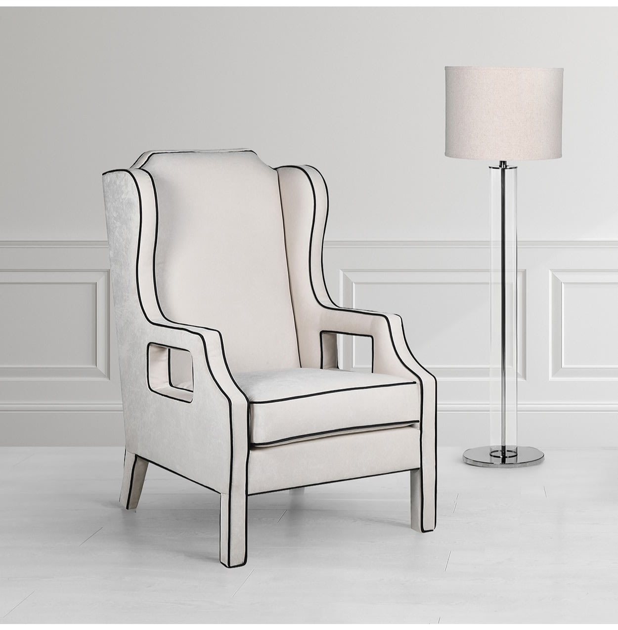 Statement Cream Velvet Piped Armchair