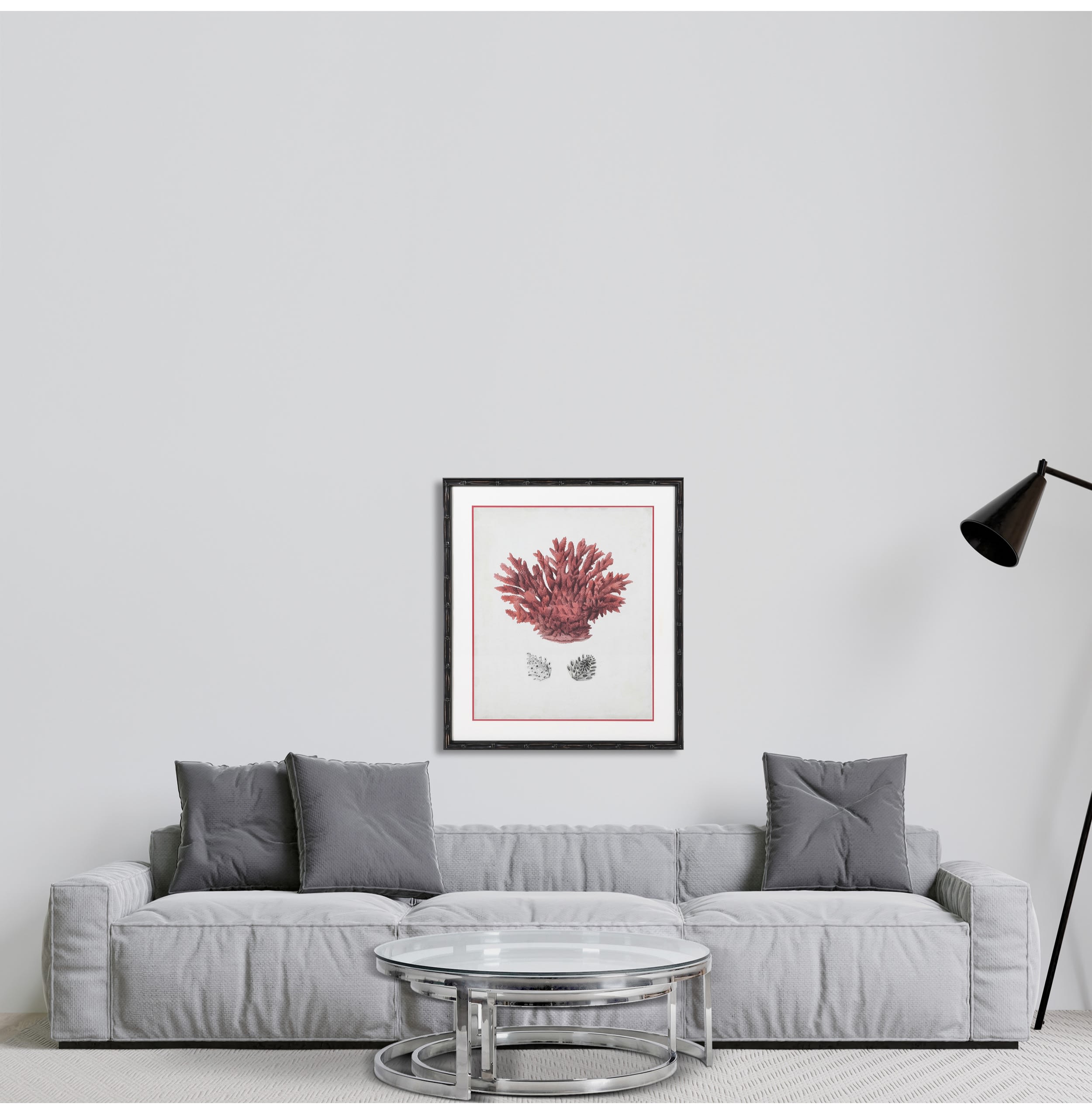 Red Coral Vintage Style Framed Wall Print