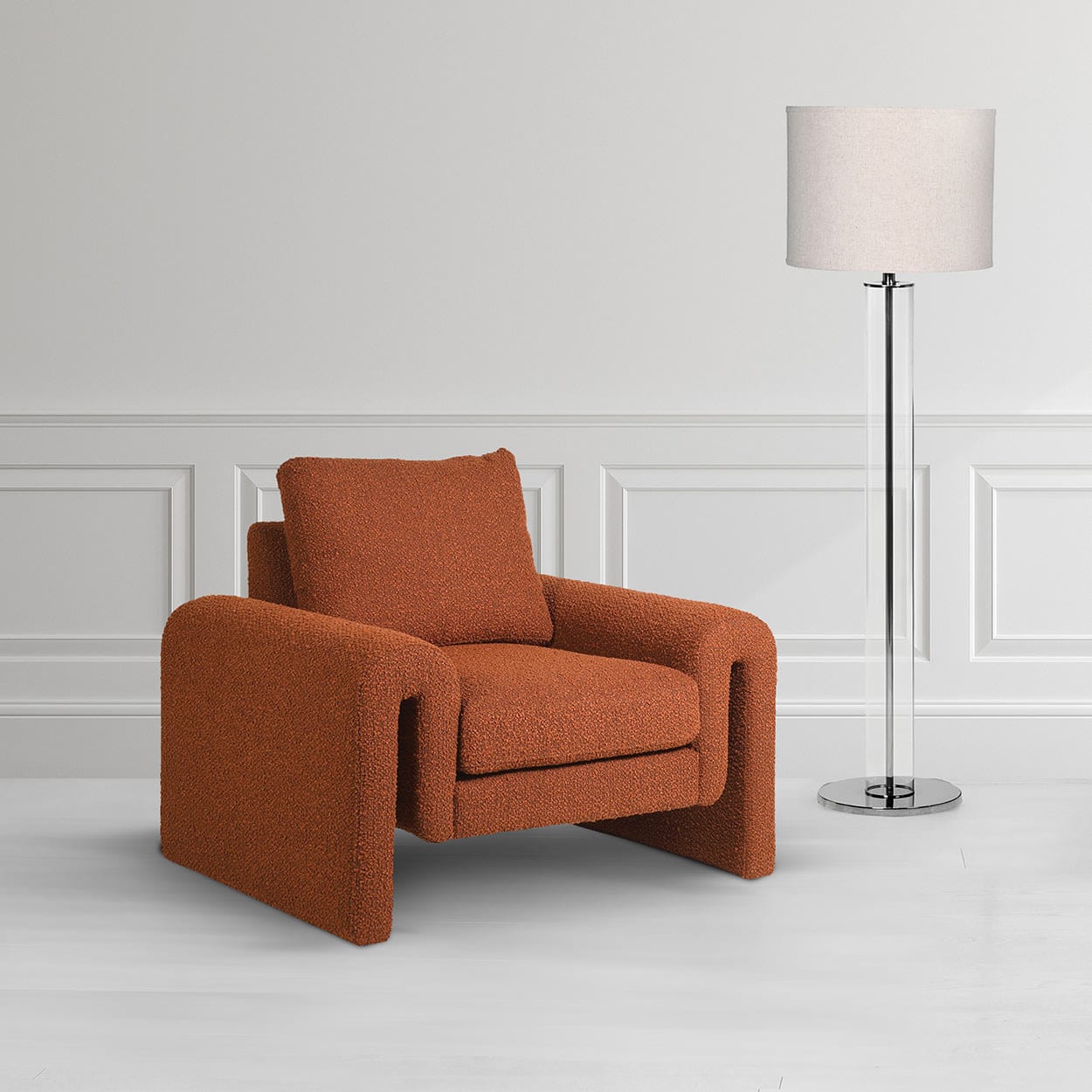 Orange Boucle Armchair