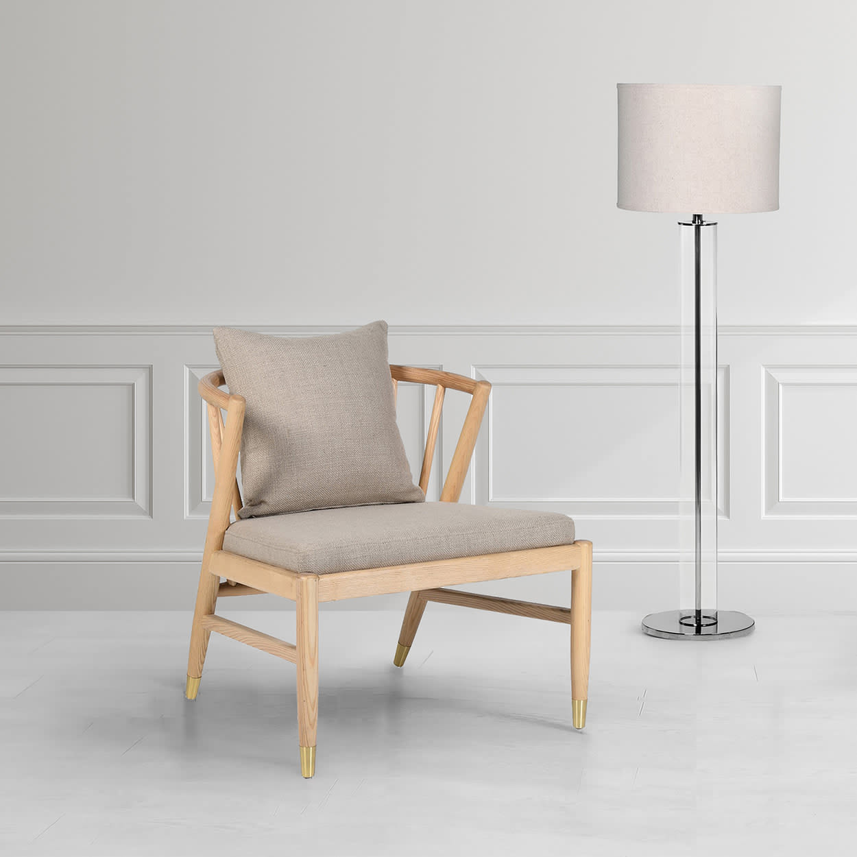 Emmeline Linen and Wooden Spindle Chair
