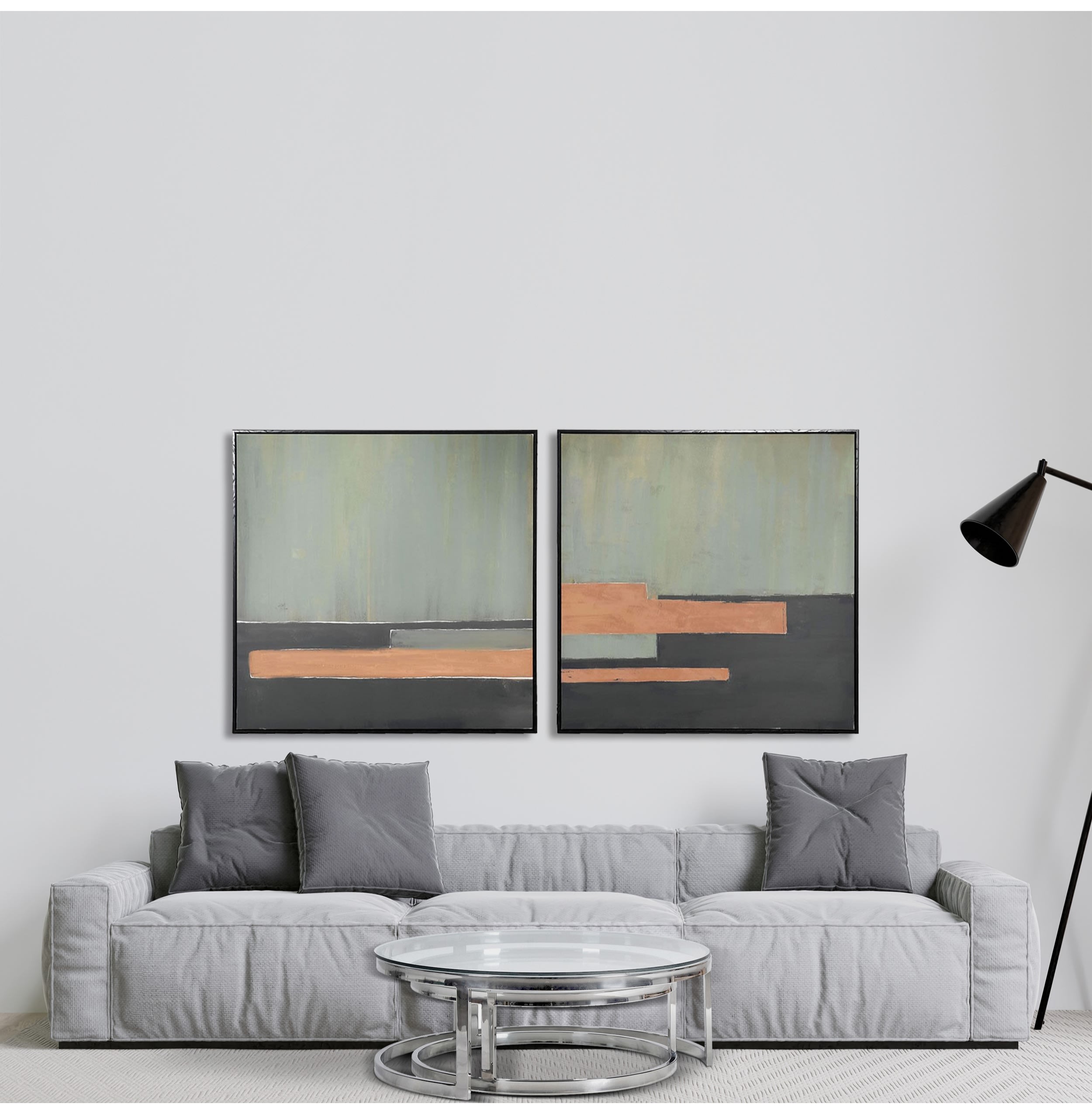 Pair of Green Abstract Wall Prints