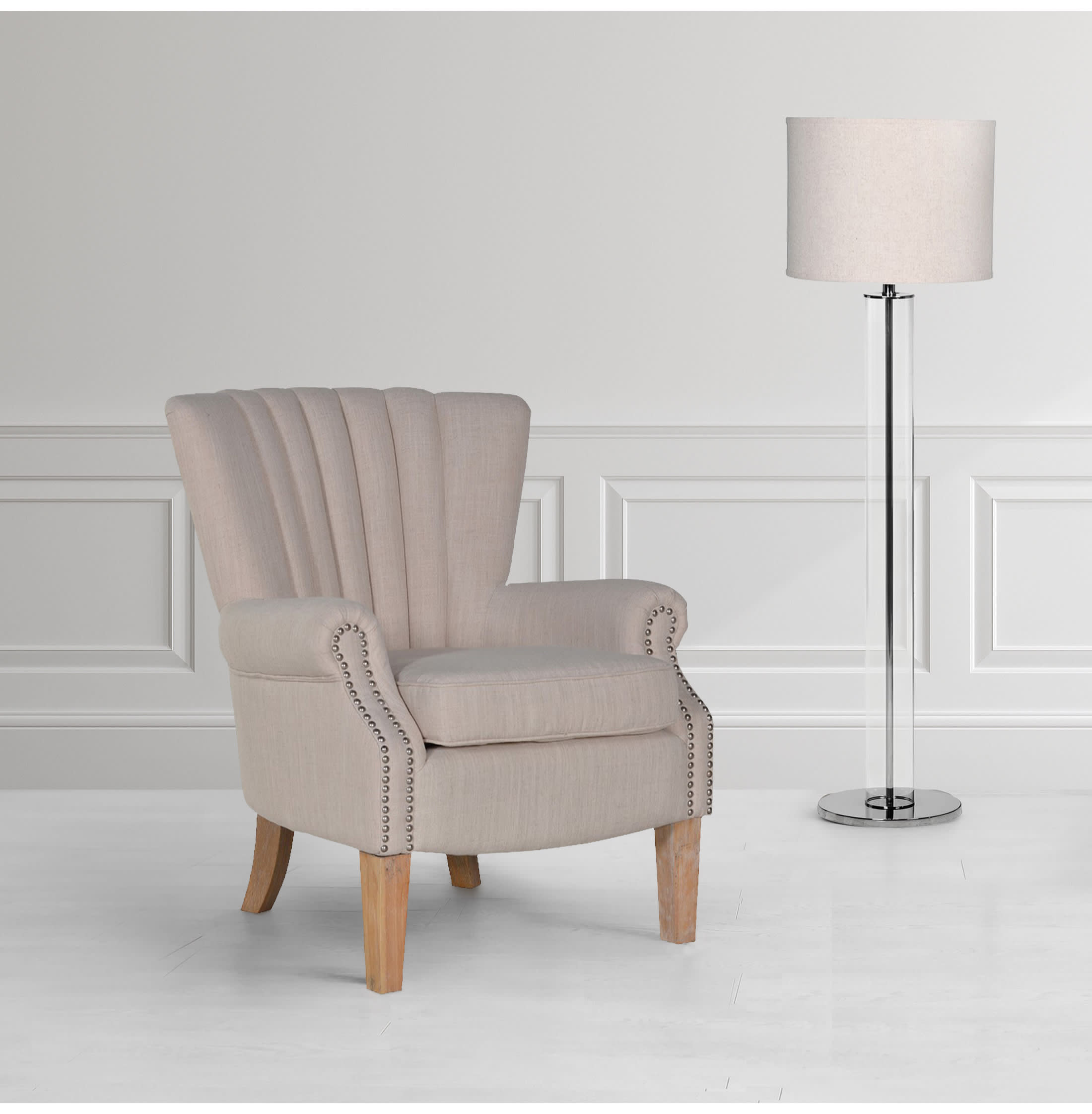 Cream Pleated Armchair