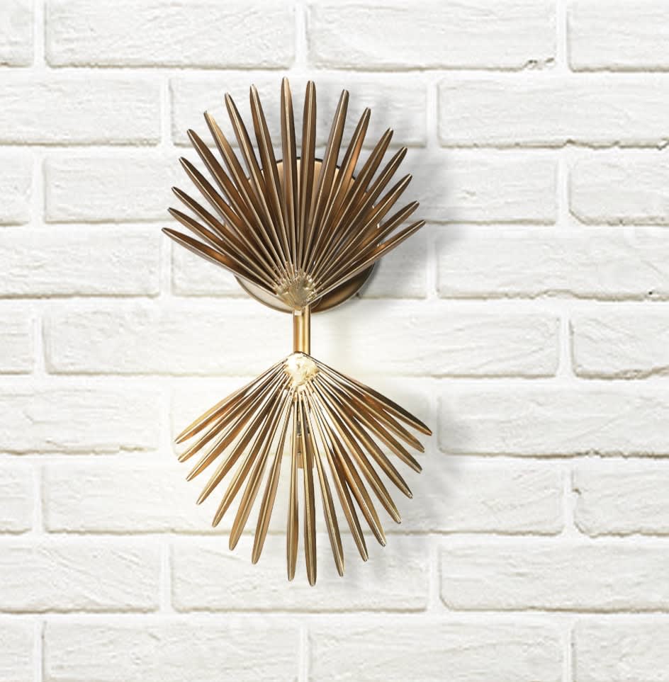 Golden Palm Leaves Wall Light