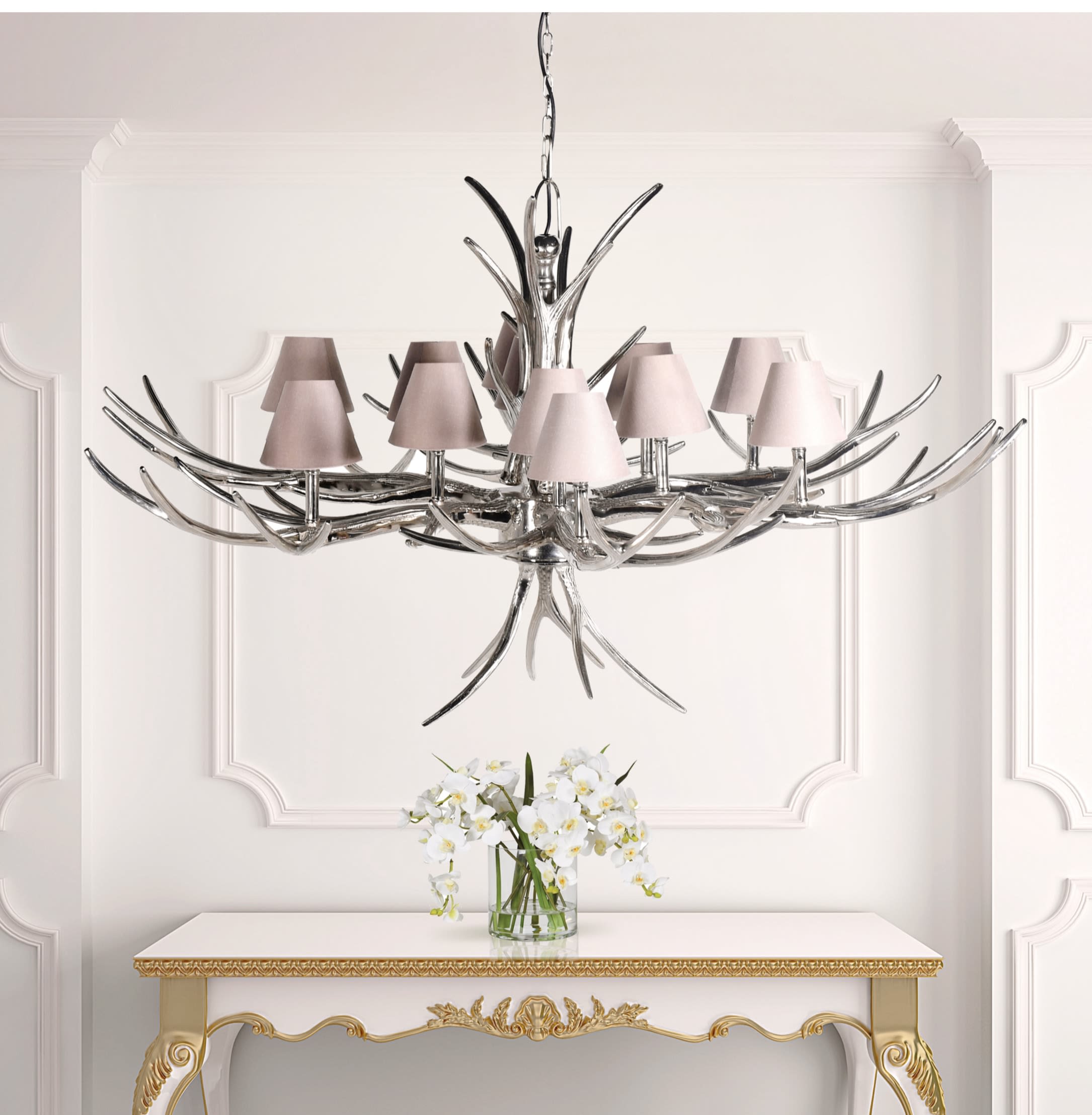 Extra Large Chrome Antler Chandelier