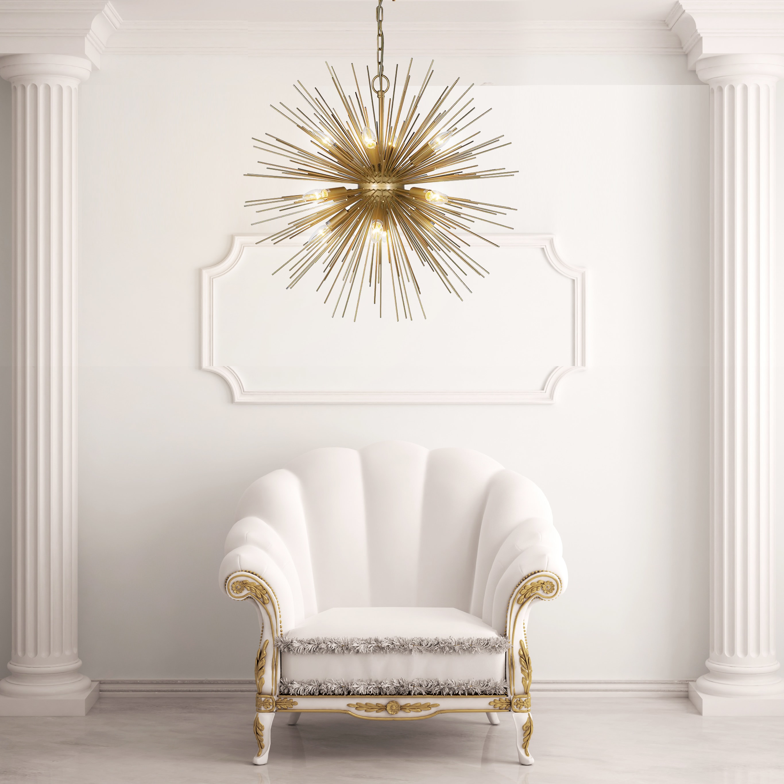 Large Gold Starburst Ceiling Light