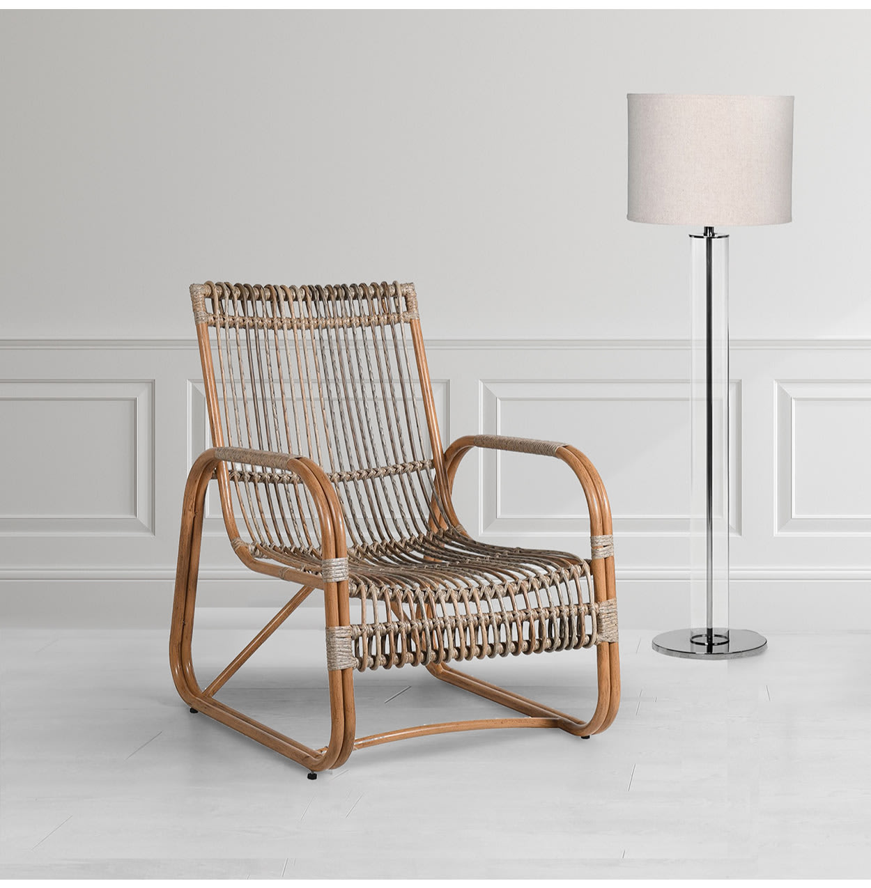 Natural Rattan Lounger Armchair