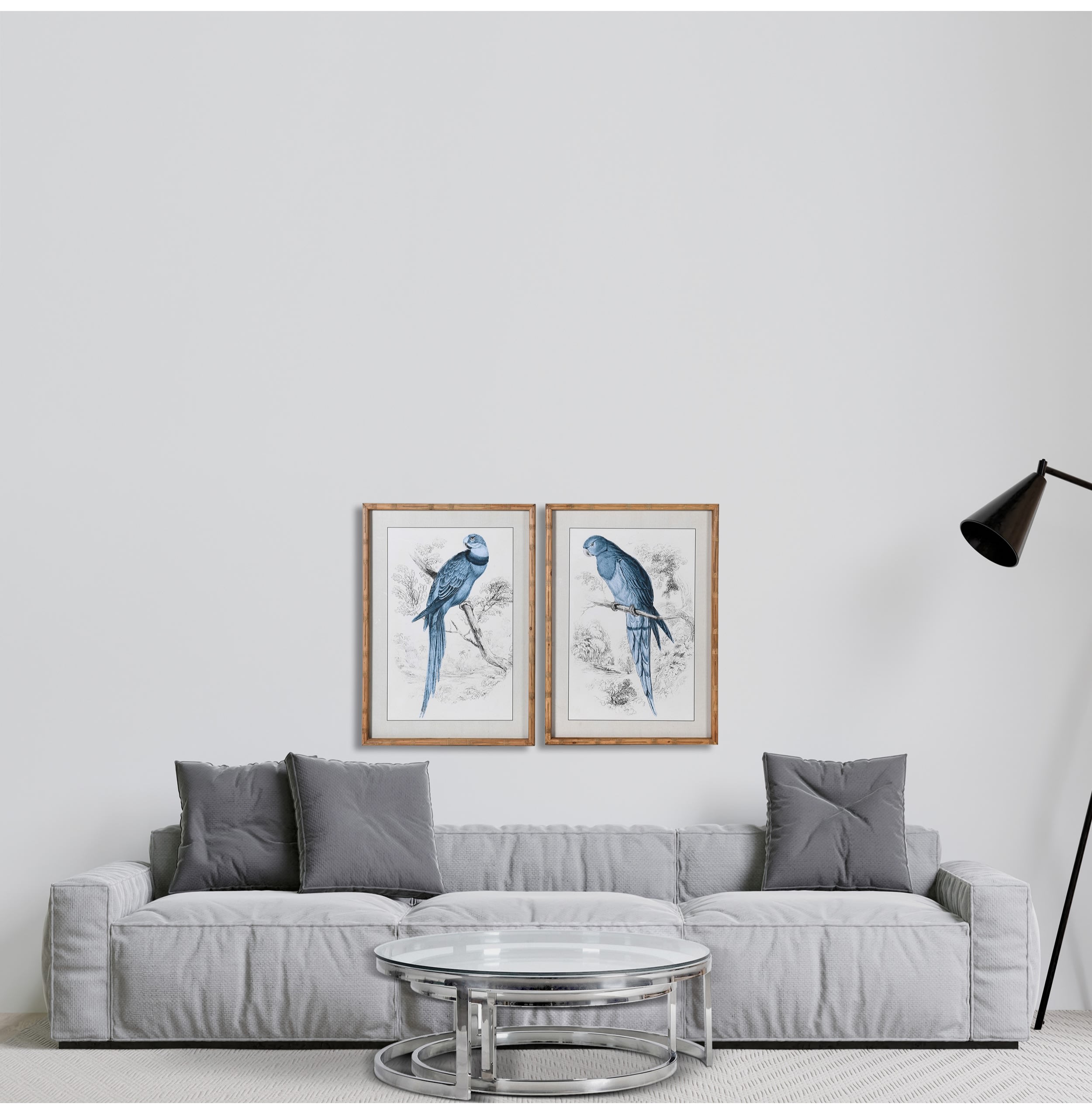 Set of 2 Blue Parrot Wall Pictures