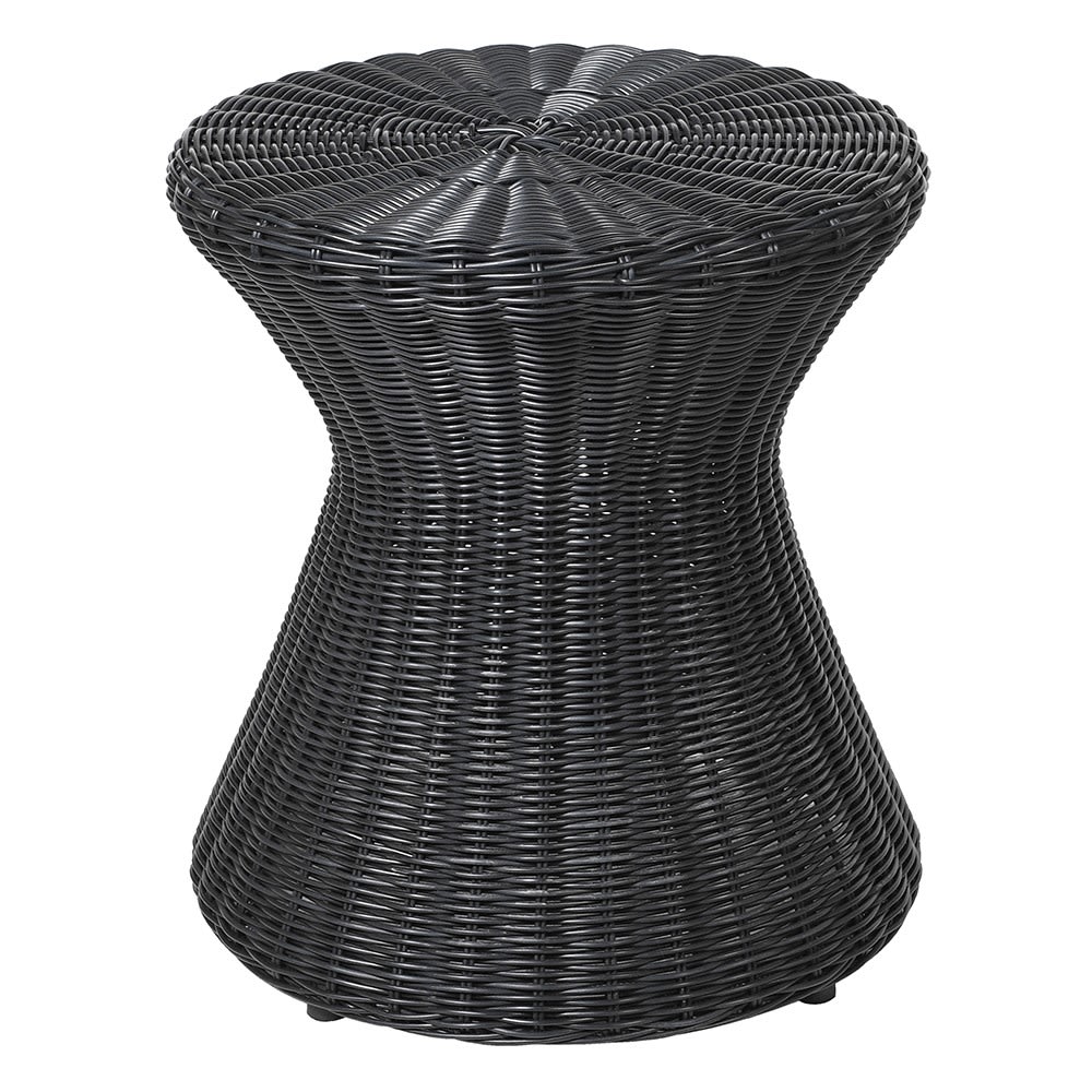 Black Wicker Drum Top Stool