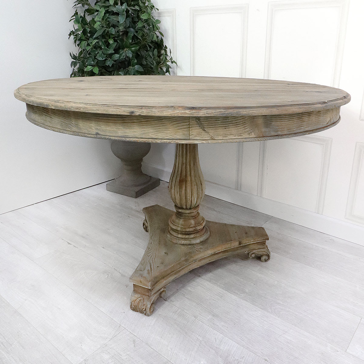 French Style Reclaimed Round Drum Top Dining Table