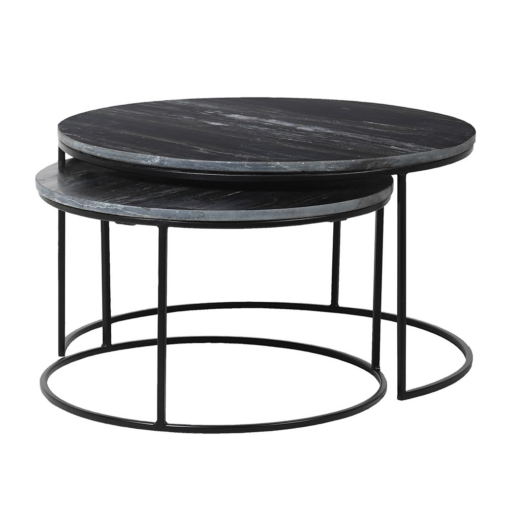 Pair of Black Marble Coffee Tables