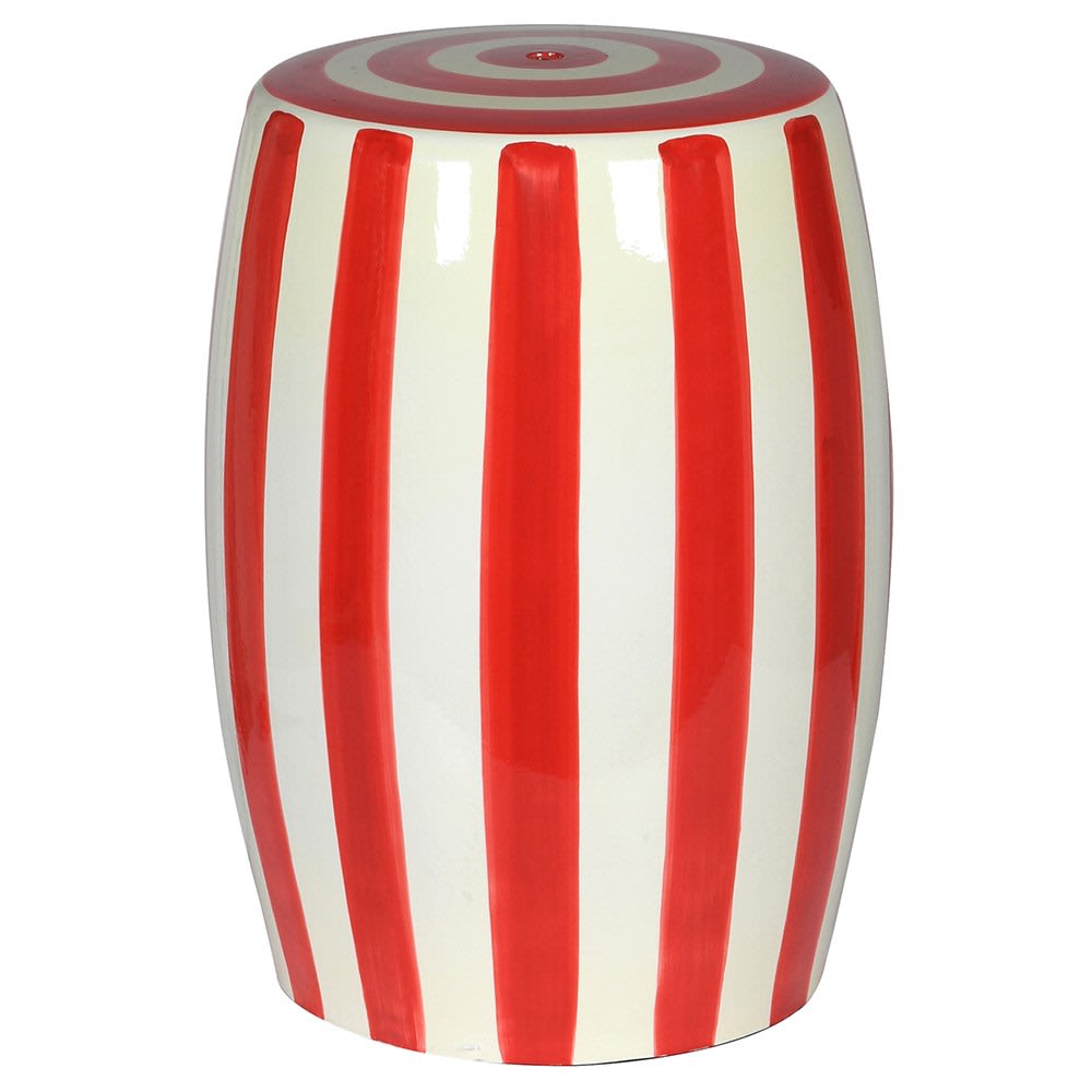 Red Striped Ceramic Stool