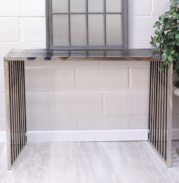 Sloane Chrome Slatted Hall Console Table