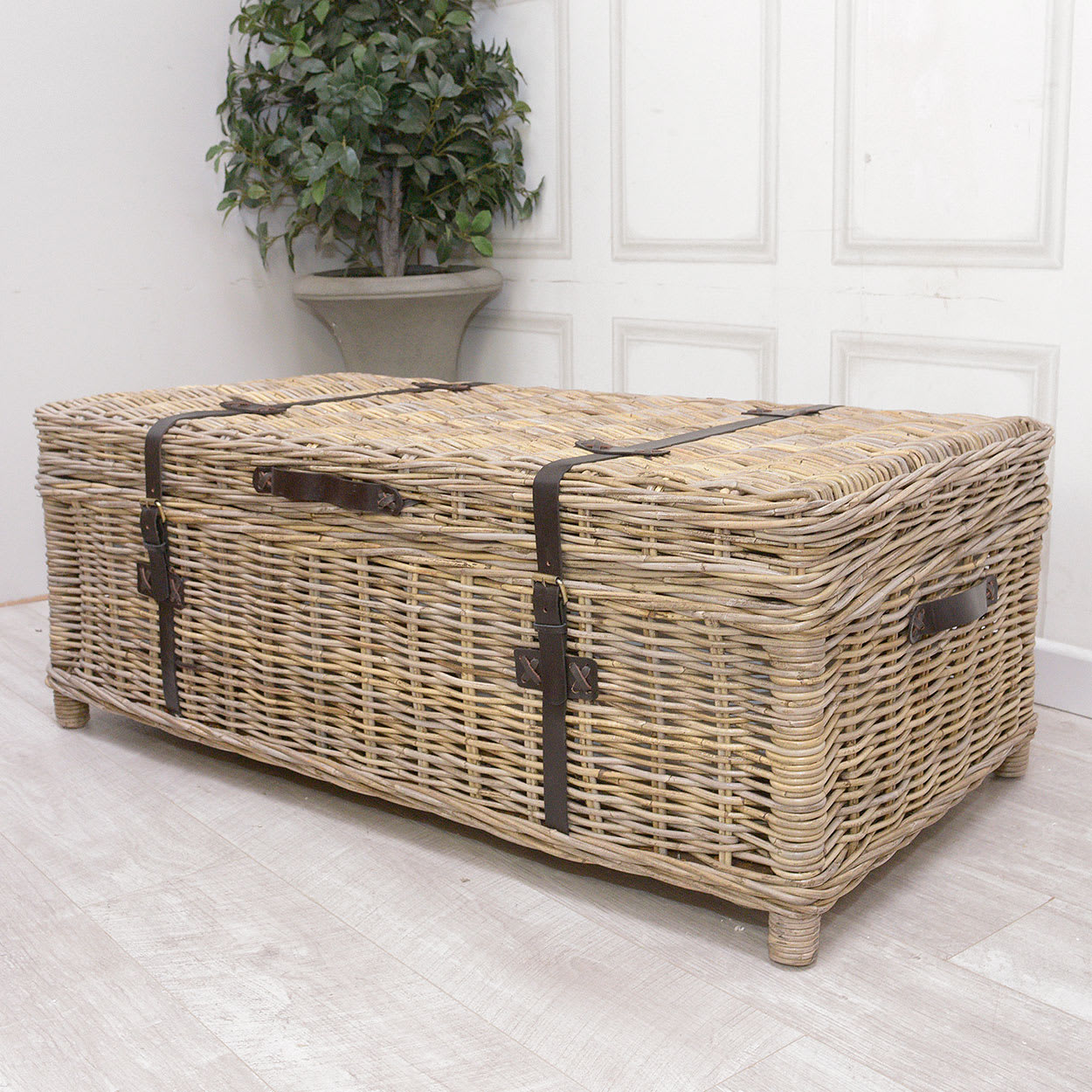 Woven Coffee Table with Belts