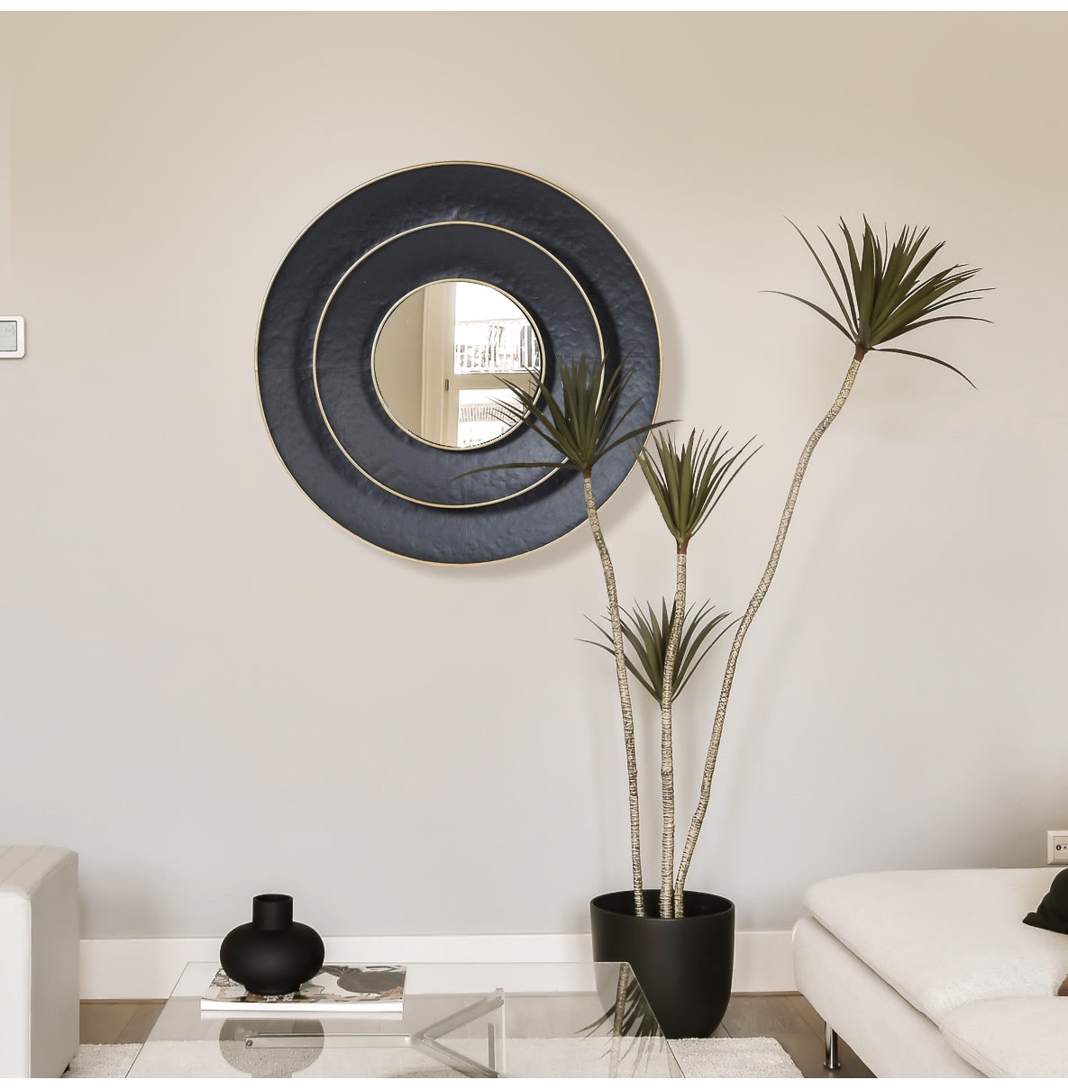 Black and Gold Tiered Wall Mirror