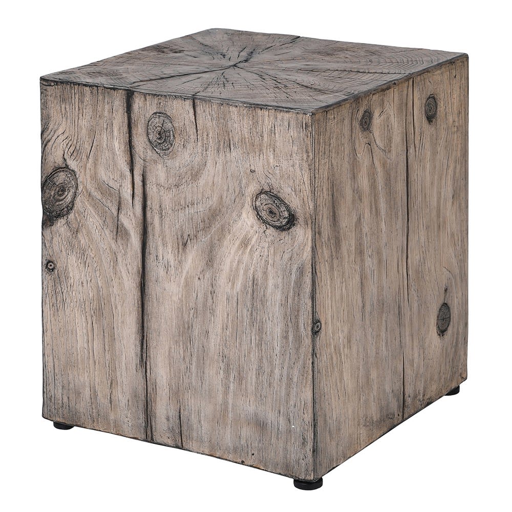 Eco Wood Effect Cube Stool