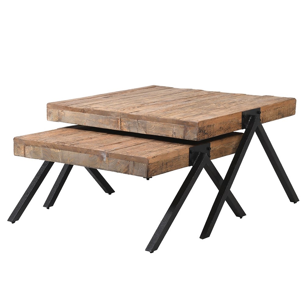 Set of 2 Recycled Oak Coffee Tables