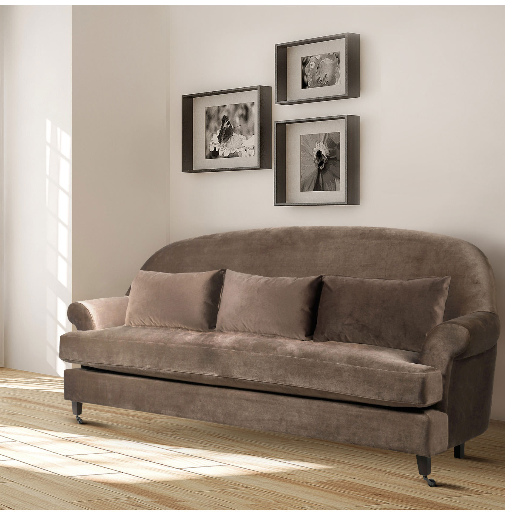 Chocolate Curved 3 Seater Sofa