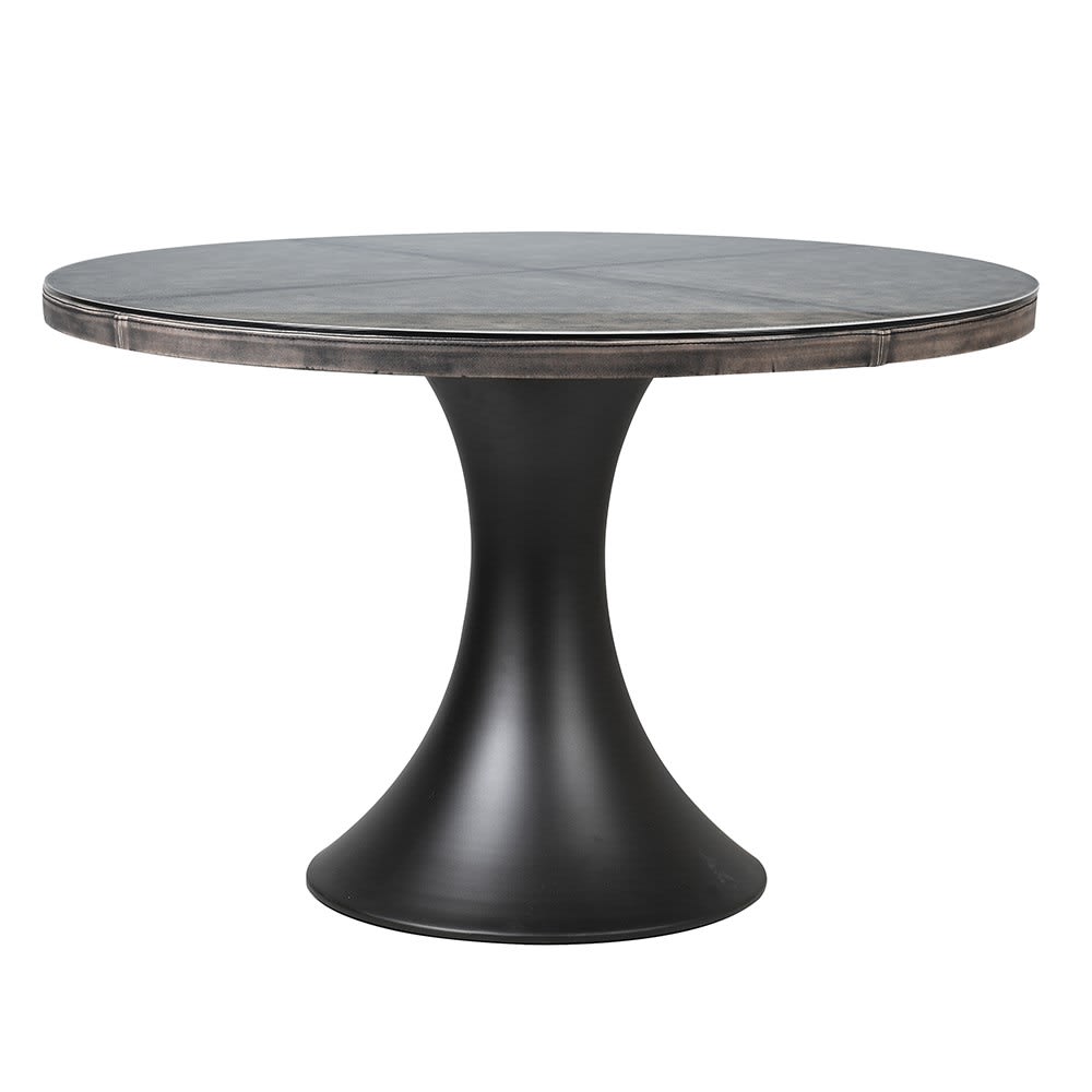 Grey Aged Faux Leather Dining Table