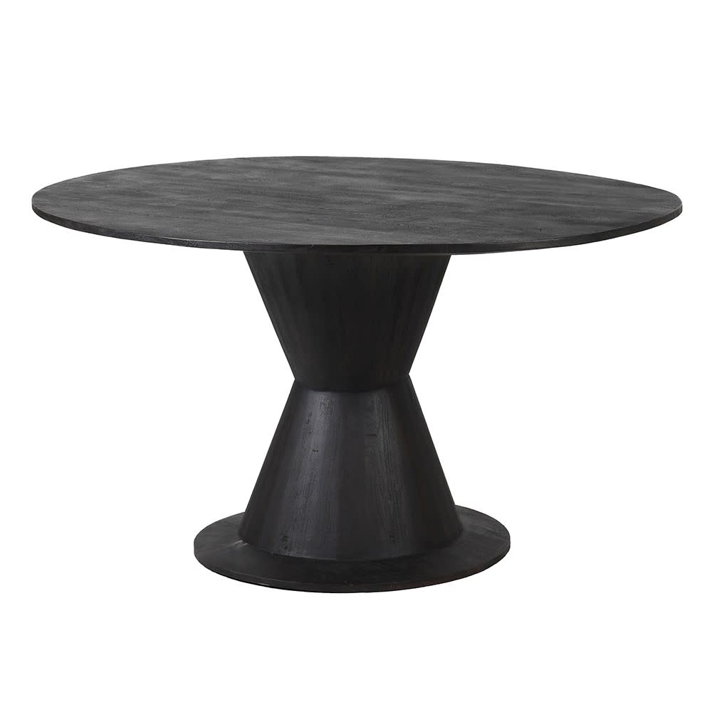 Round black wood dining table