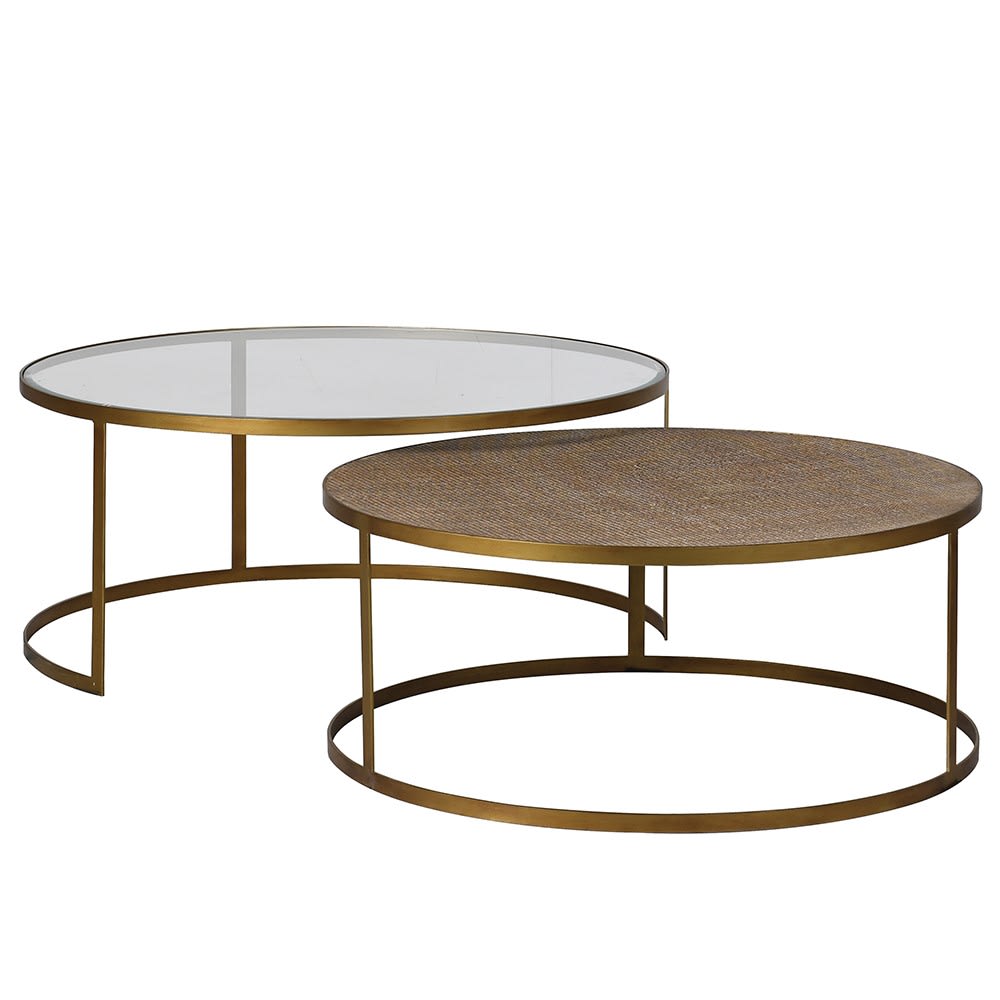 Gold Rattan Nest of Tables