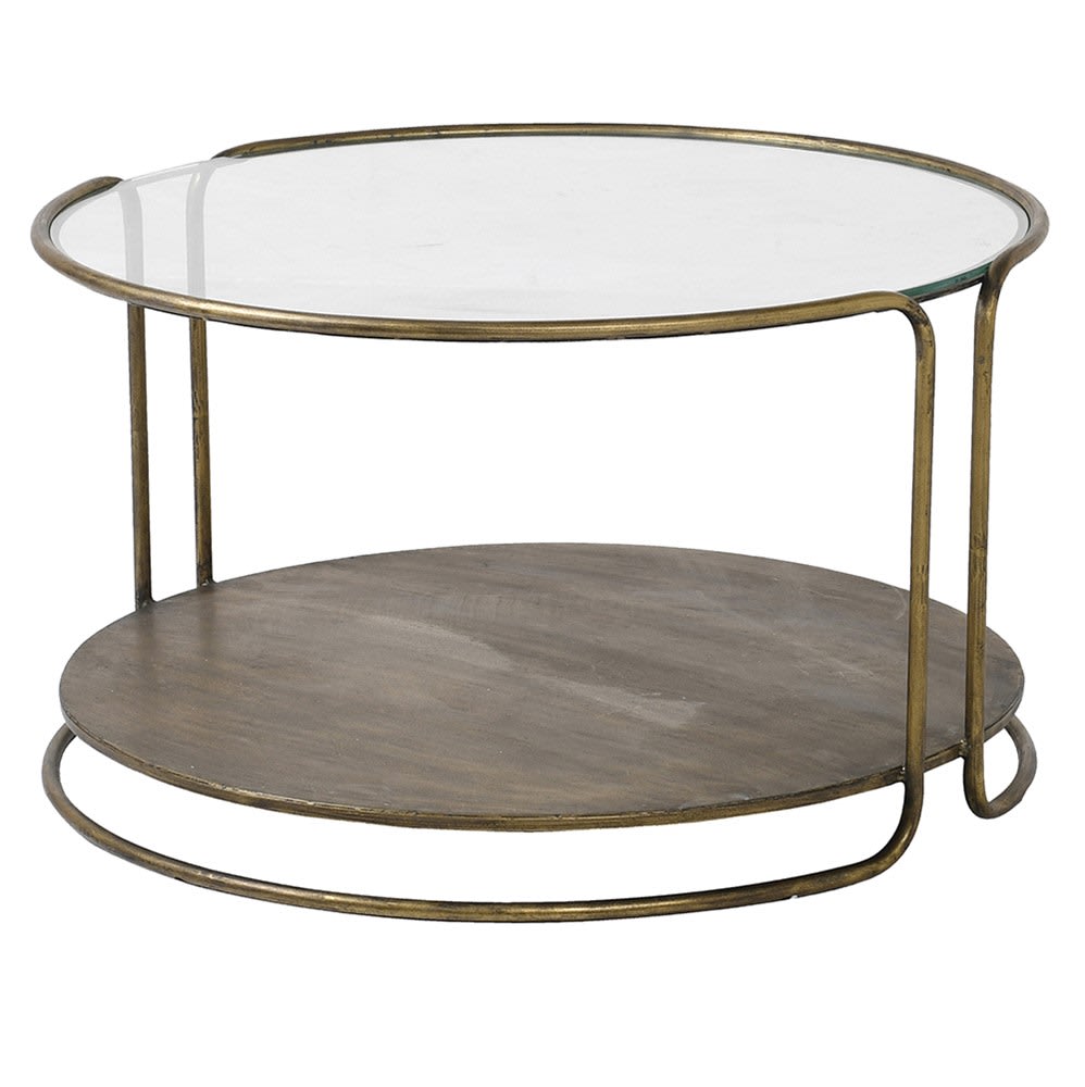 Old Gold Iron and Glass Coffee Table