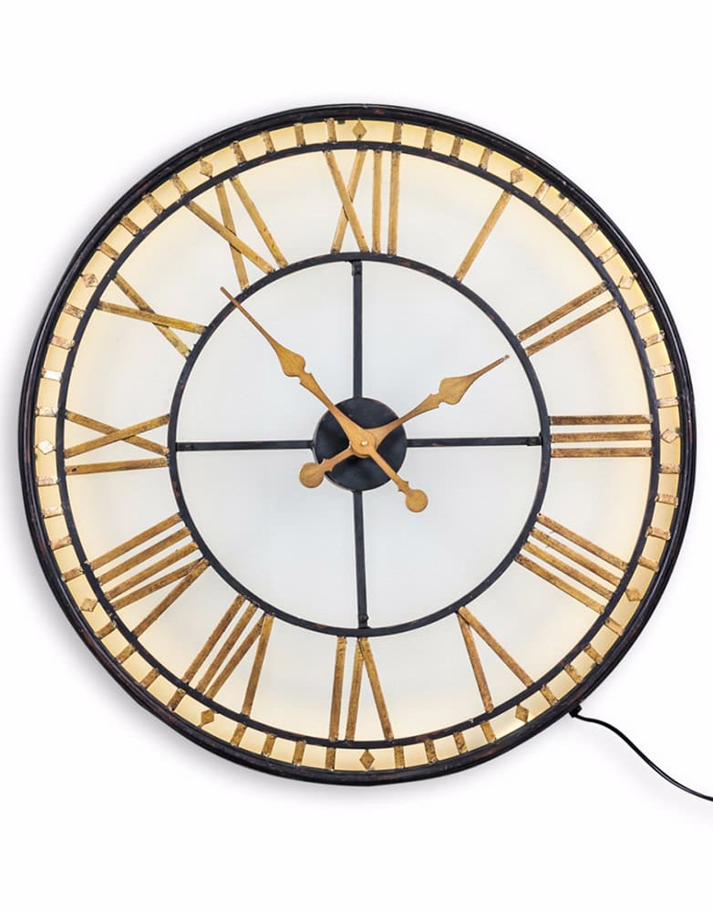 Black and Gold Light Up Glass Wall Clock