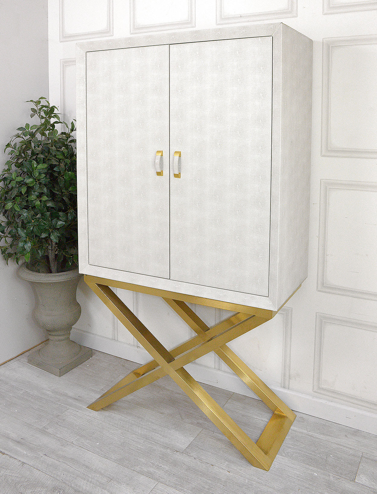 Ivory Textured Bar Cabinet