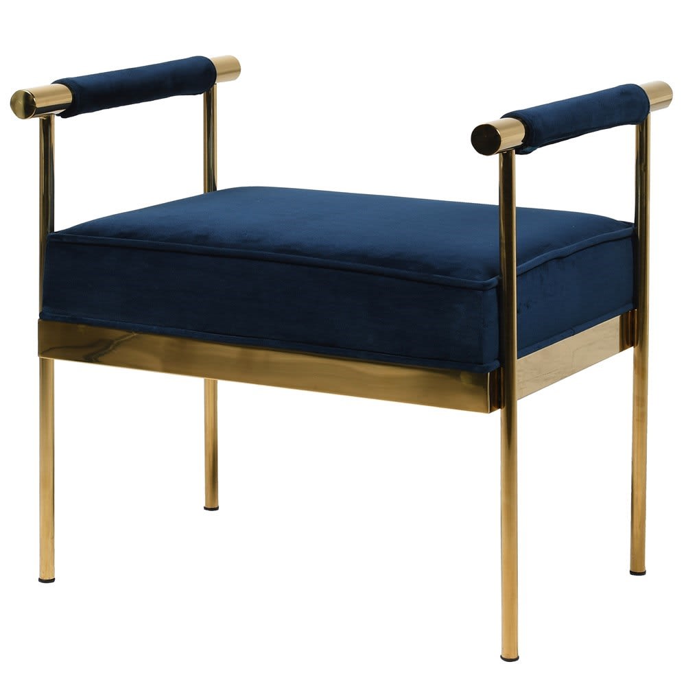 Regal Blue Velvet Stool