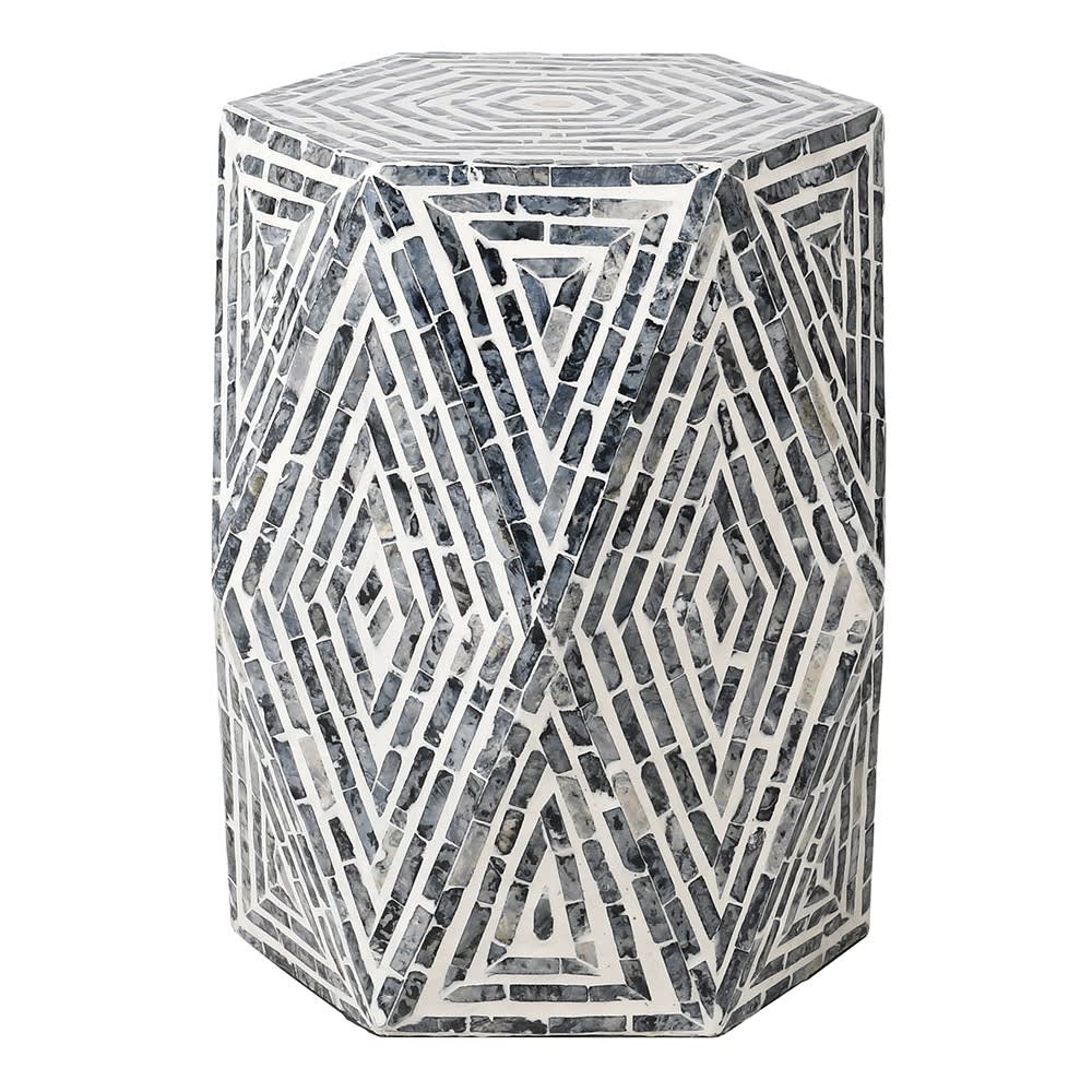 Black Capiz Stone Stool