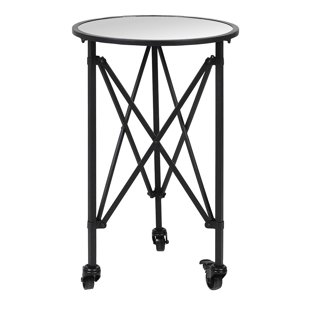 Black End Table On Wheels