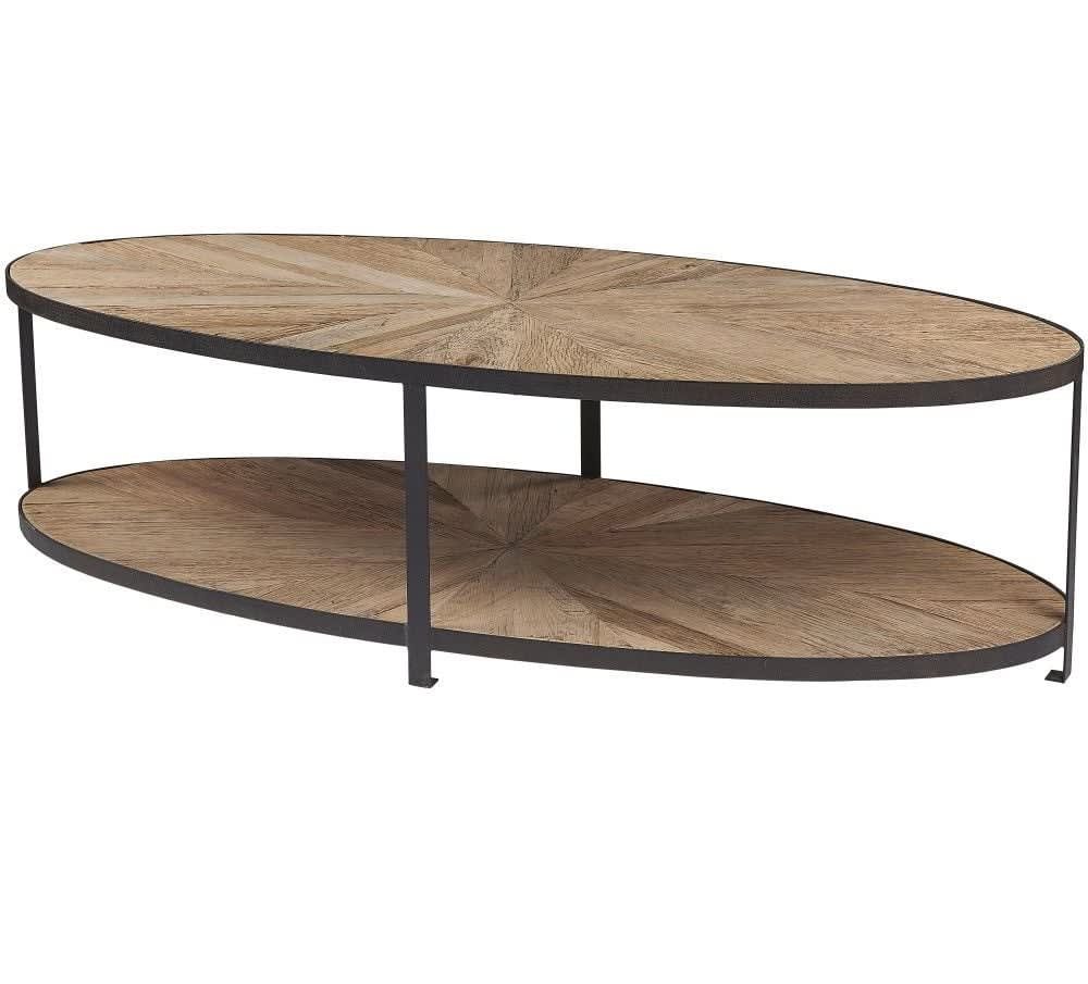 Industrial Parquet Wood Oval Coffee Table