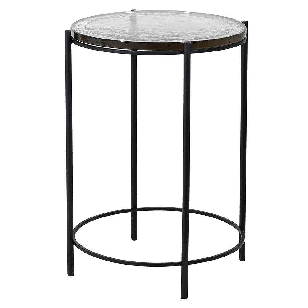 Large Glass Top Iron Lamp Table