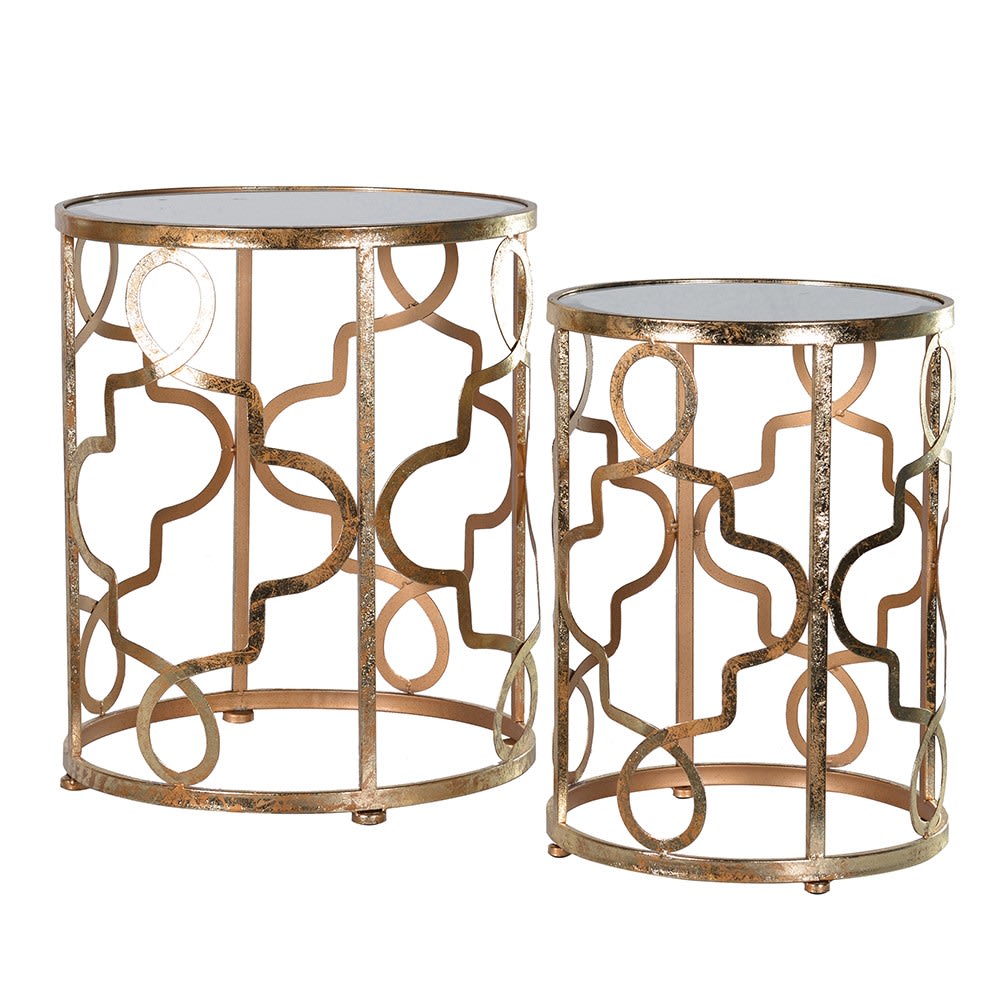 Set of 2 Foil Pattern Side Tables