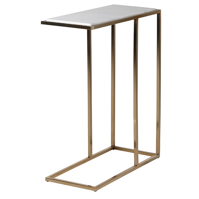 Gold with Marble Slim Side Table