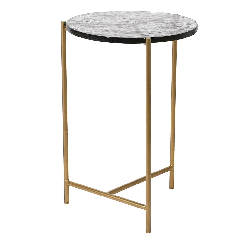 Gold Side Table with Glass Top