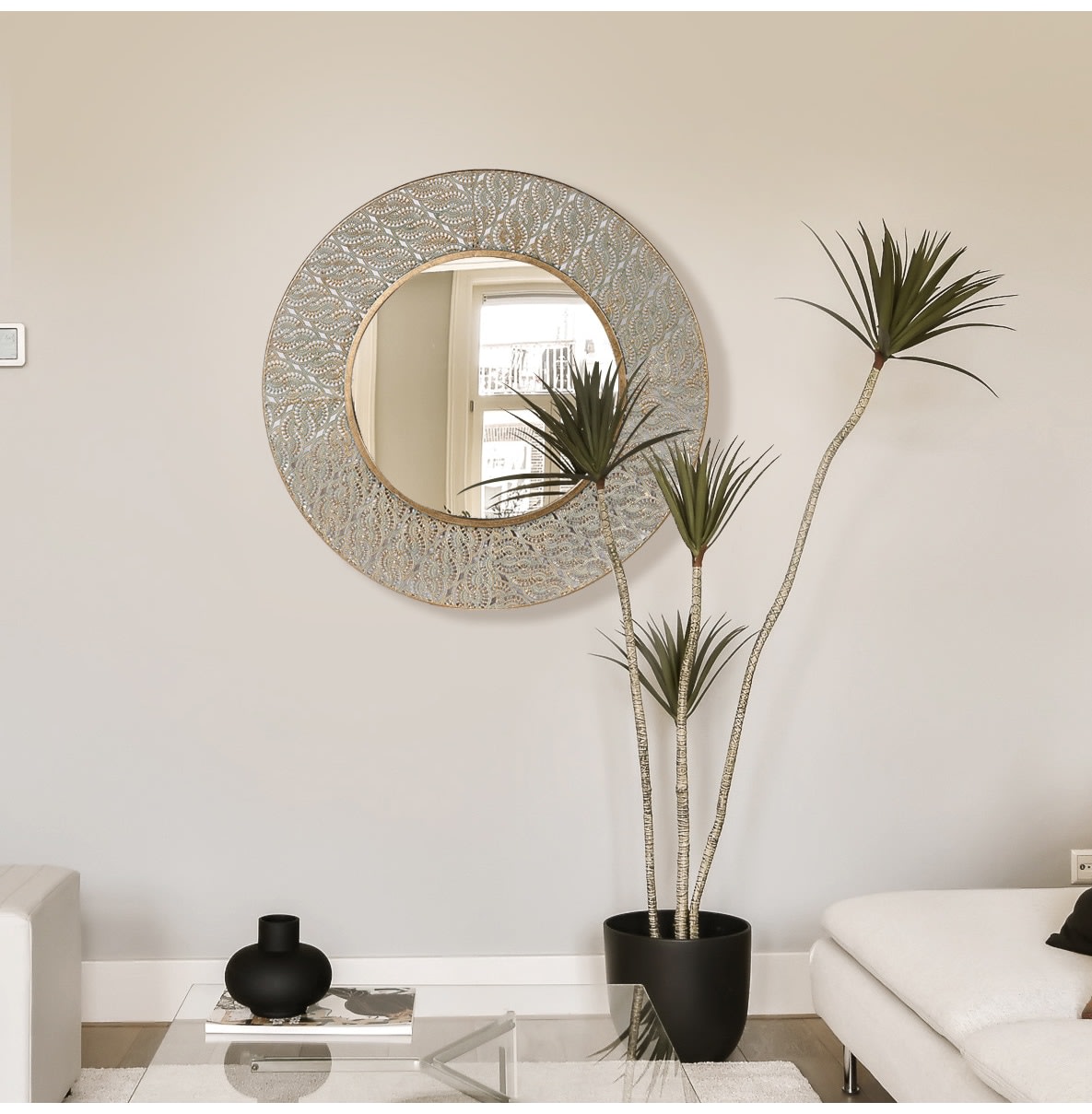 Brushed Gold Filigree Wall Mirror