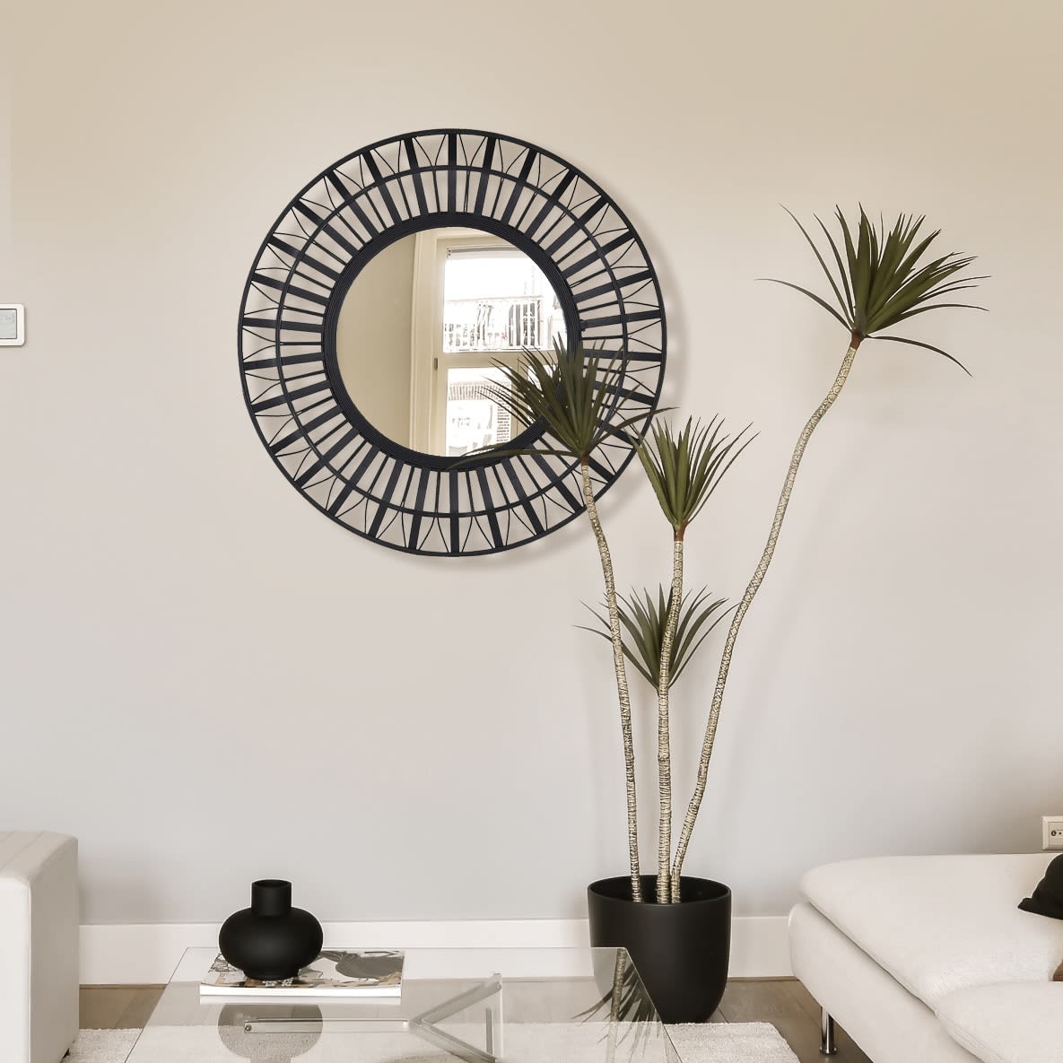 Lucille Black Bamboo Wall Mirror