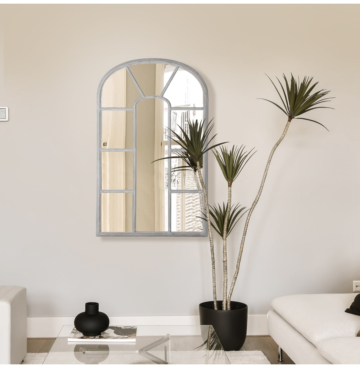 Grey Wash Arch Top Wall Mirror