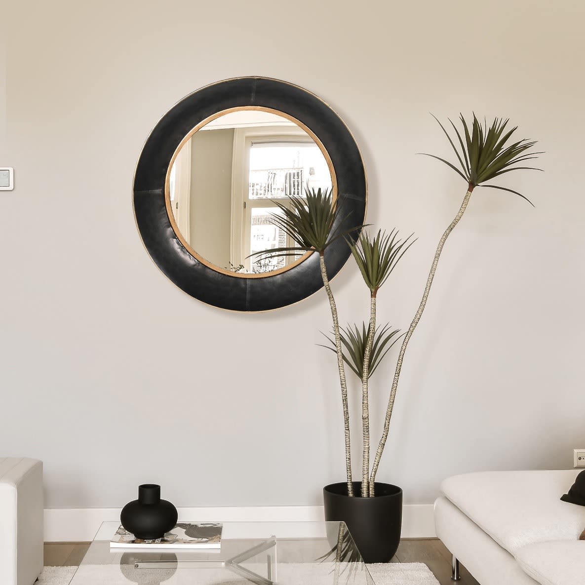 Fiji Black and Gold Concave Wall Mirror